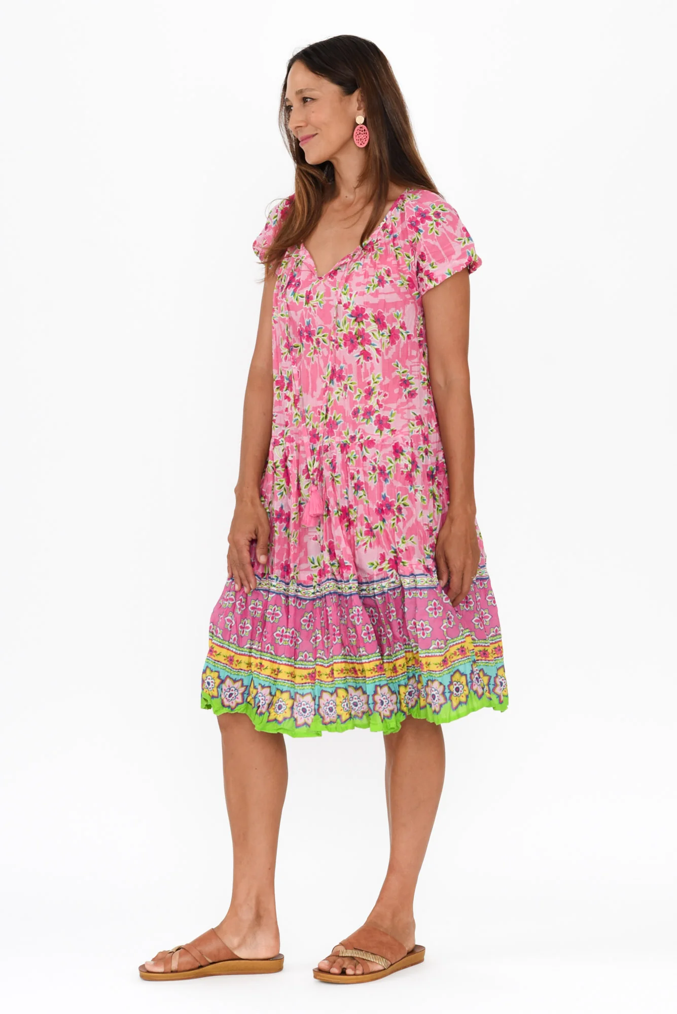 Bessie Pink Petal Cotton Tier Dress