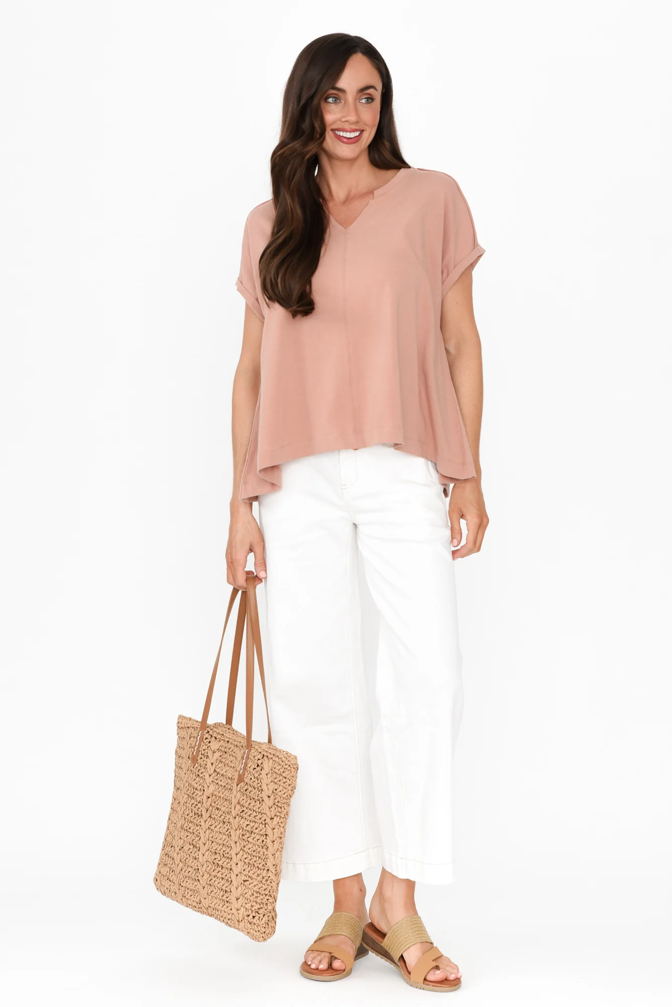 Anabeth Beige Cotton Swing Top