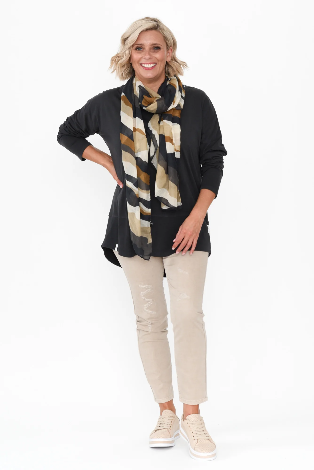 Fundamental Washed Black Cotton Rib Sleeved Top