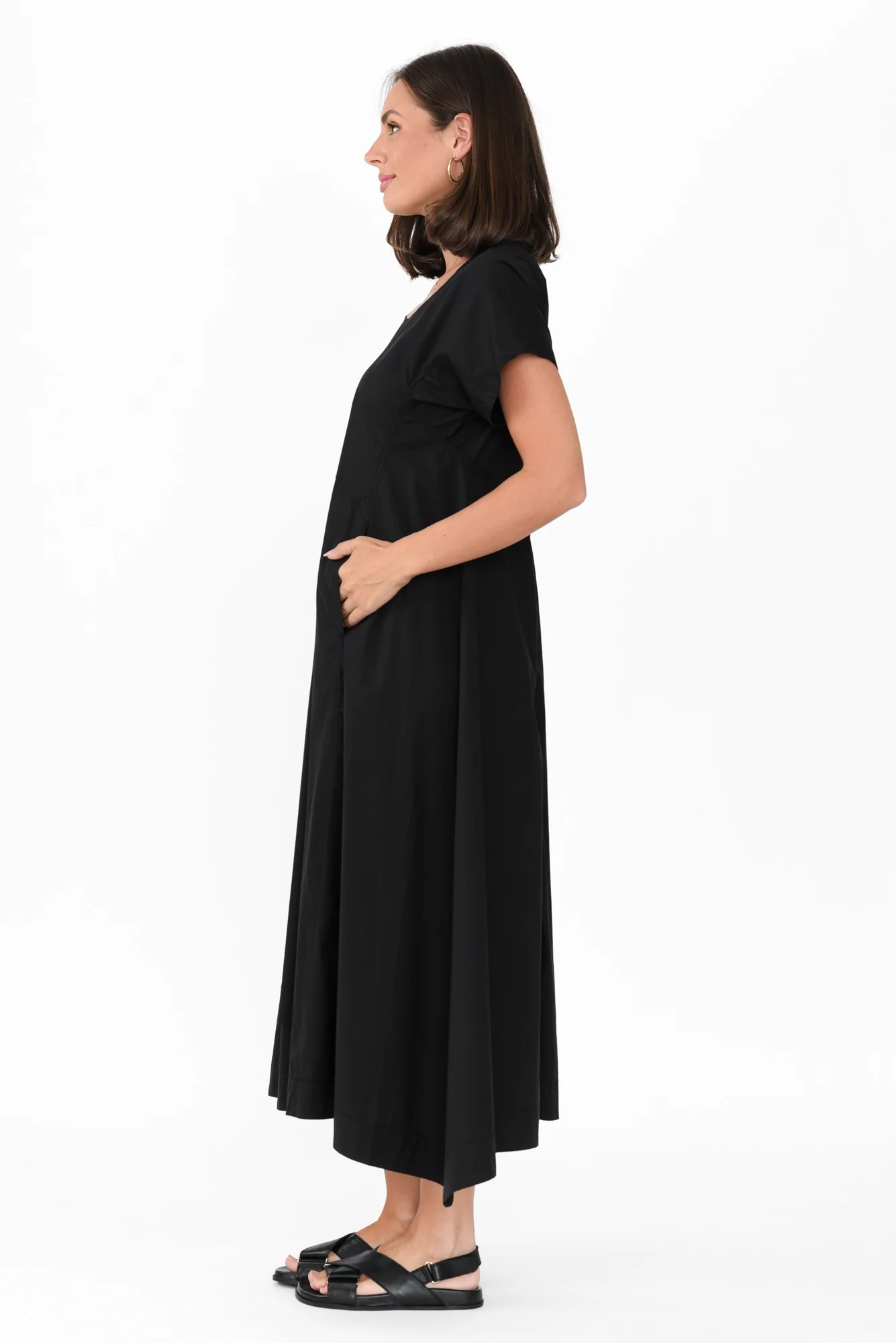 Harlyn Black Cotton Tulip Dress