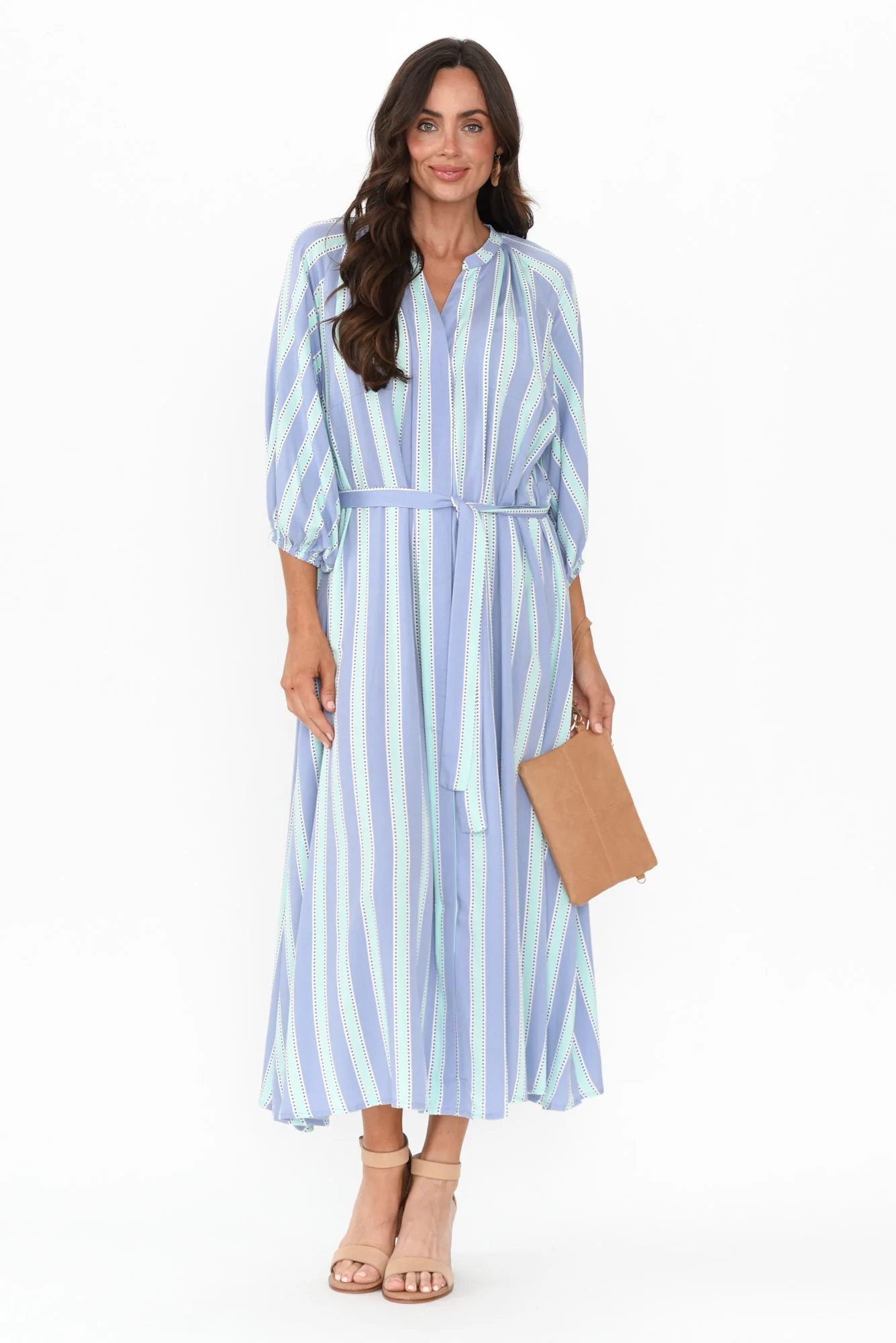 Erina Blue Stripe Tie Dress