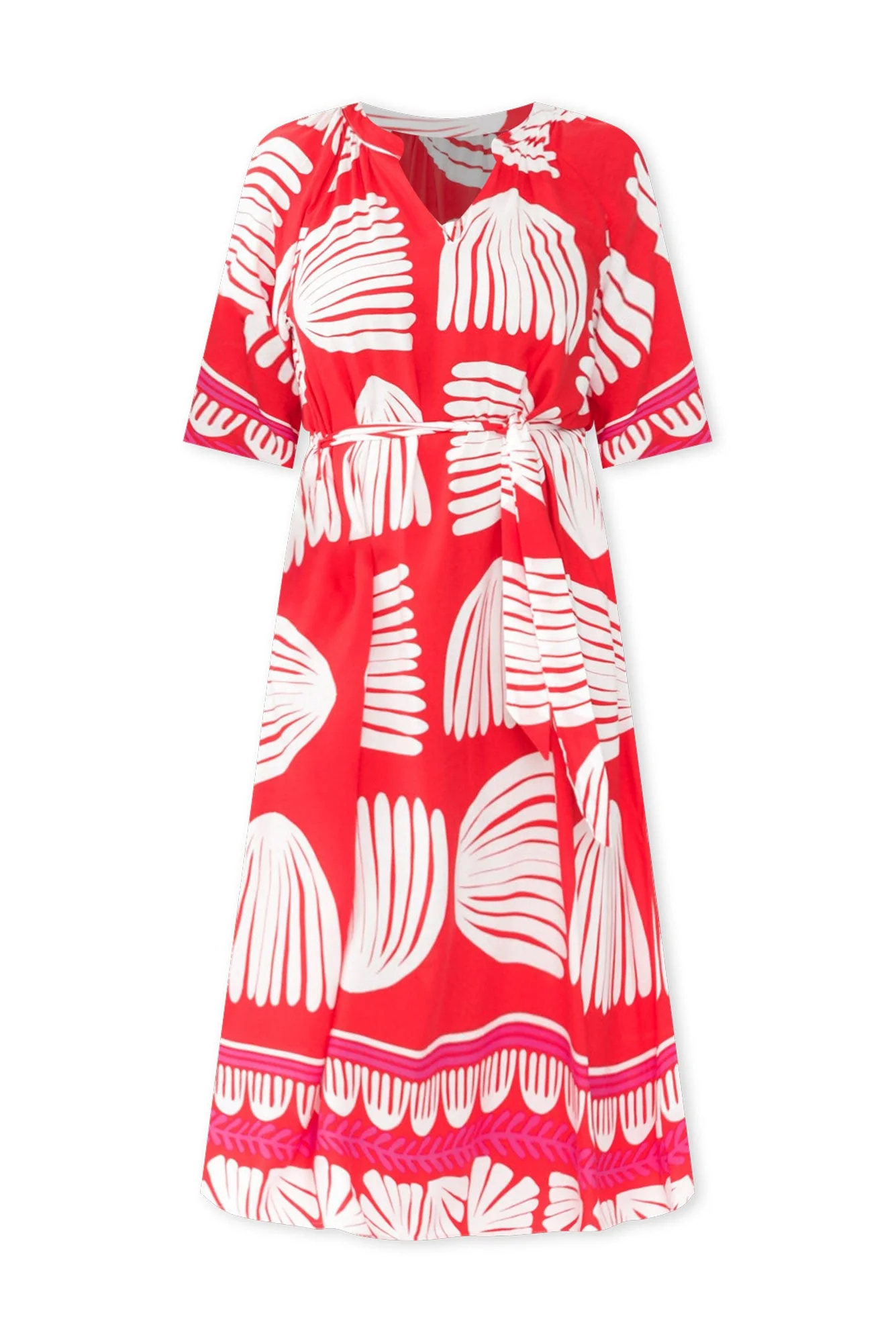 Marsha Red Shell Tie Dress