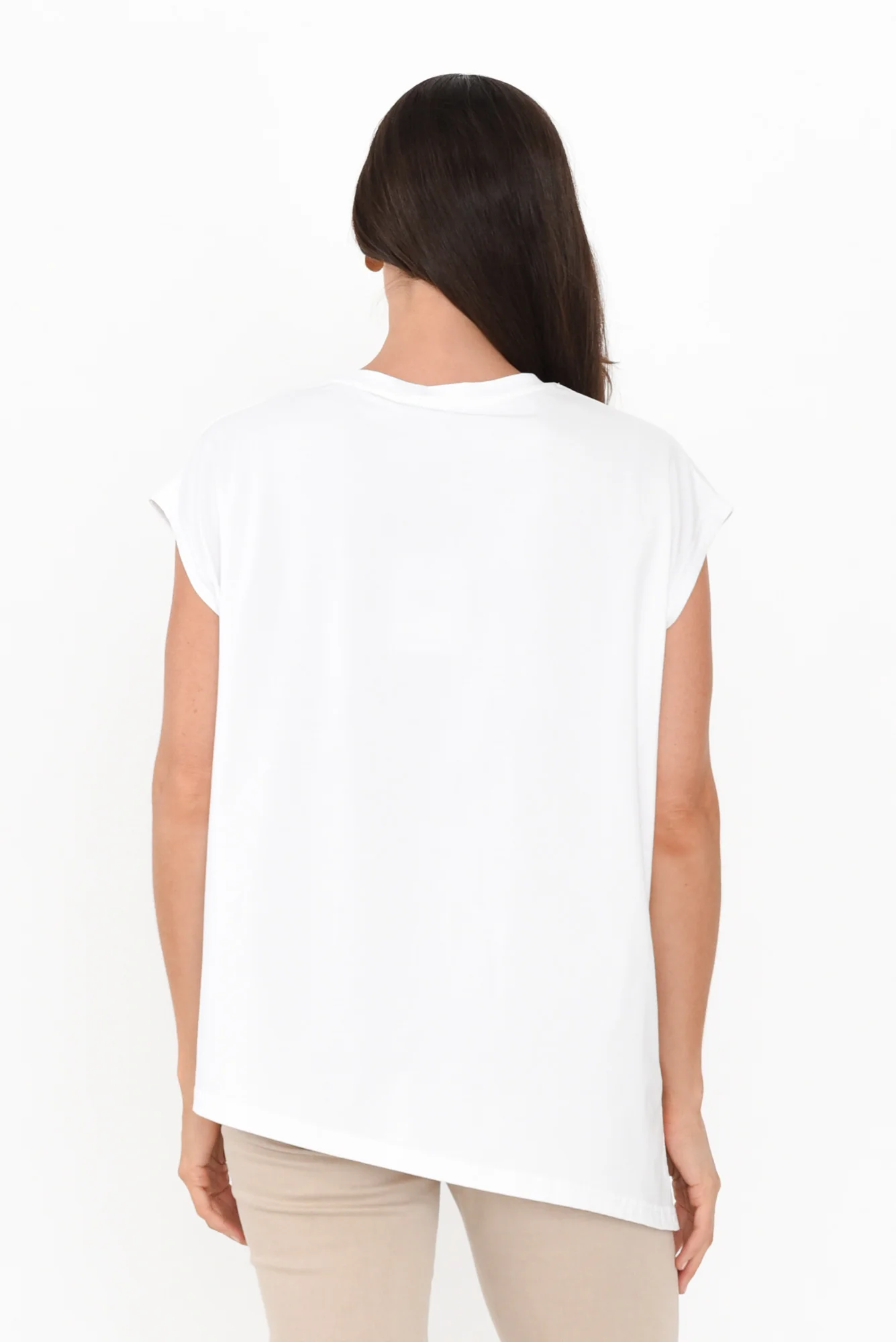 Dione White Cotton Blend Asymmetric Top