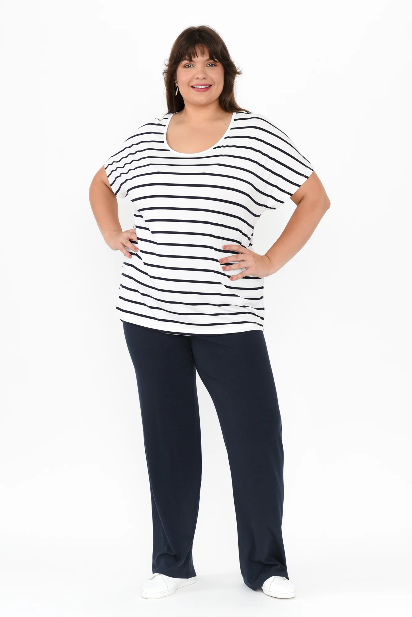 Danya White Stripe Bamboo Top