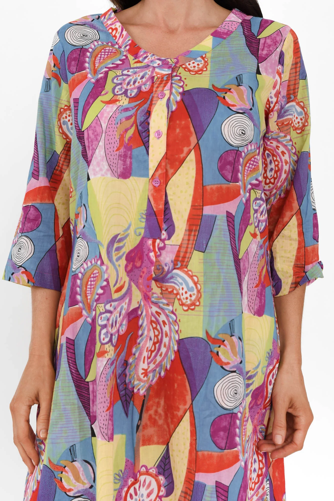 Apia Orange Geo Cotton Maxi Dress