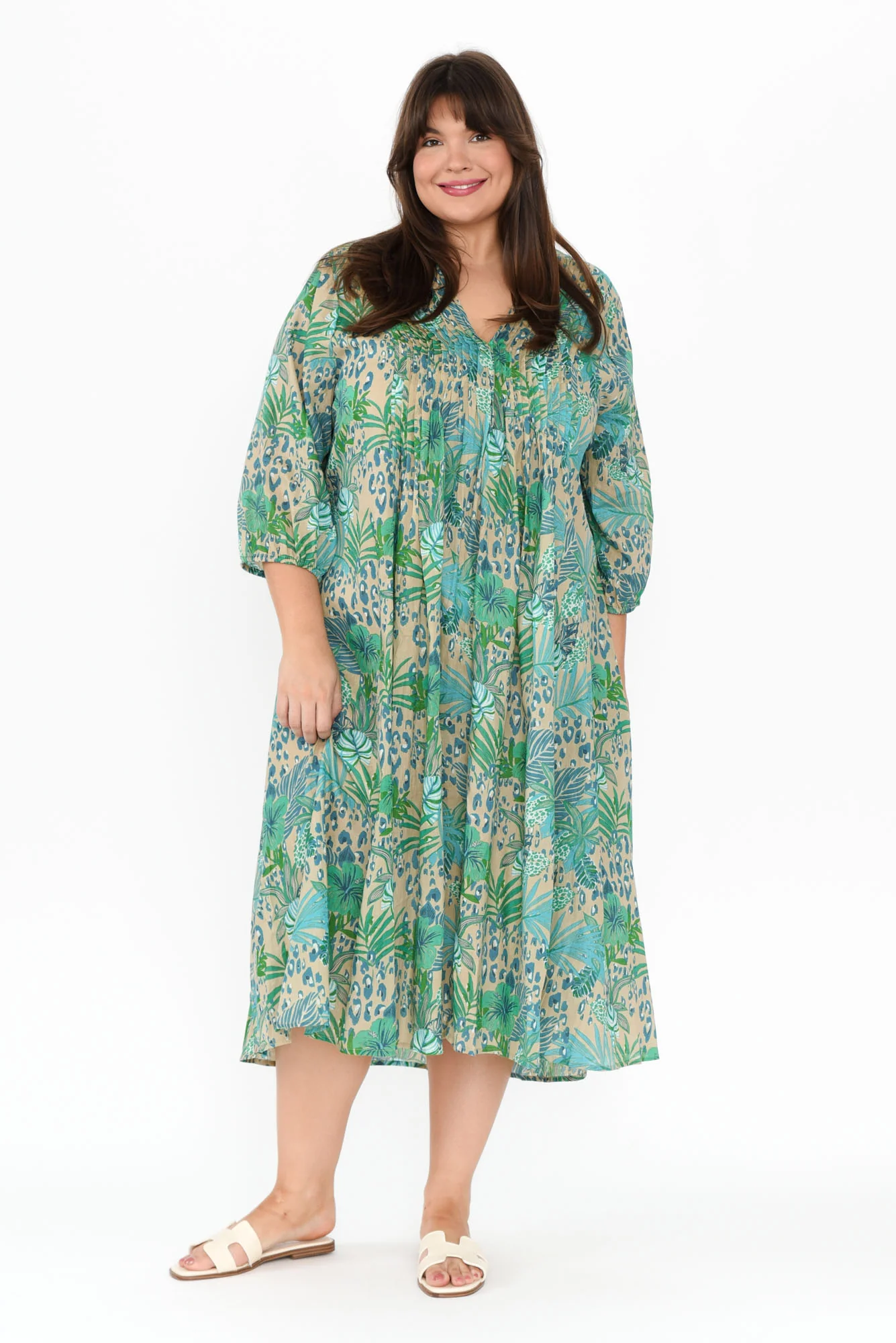 Fria Blue Jungle Cotton Dress