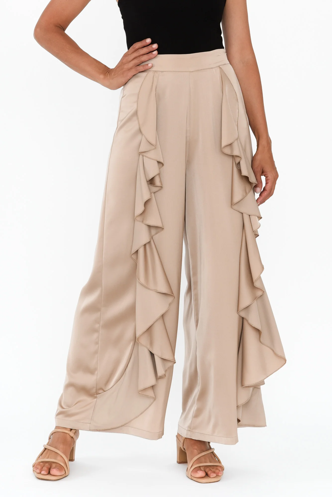 Dancer Taupe Ruffle Pants