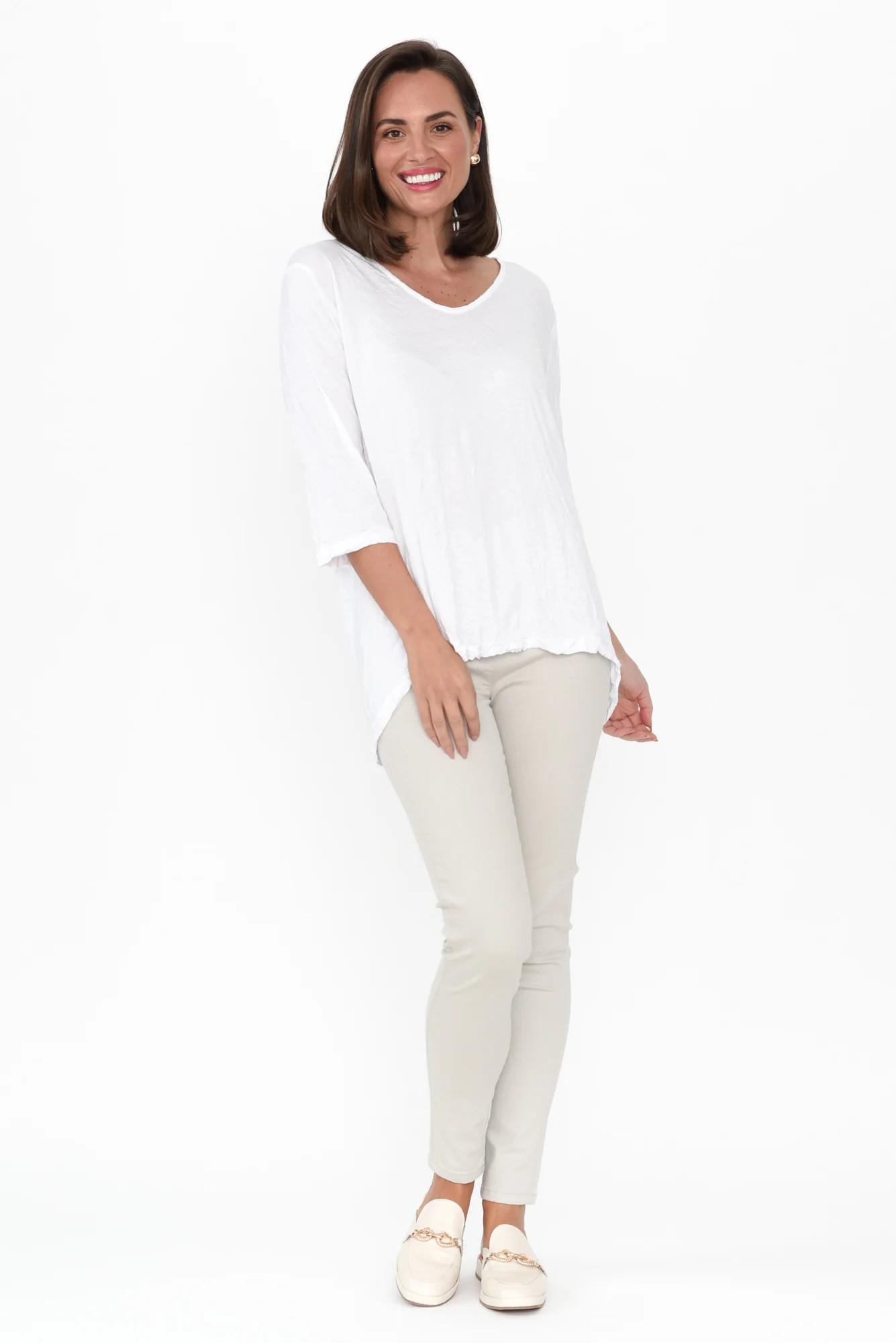 Julita White Crinkle Cotton Top