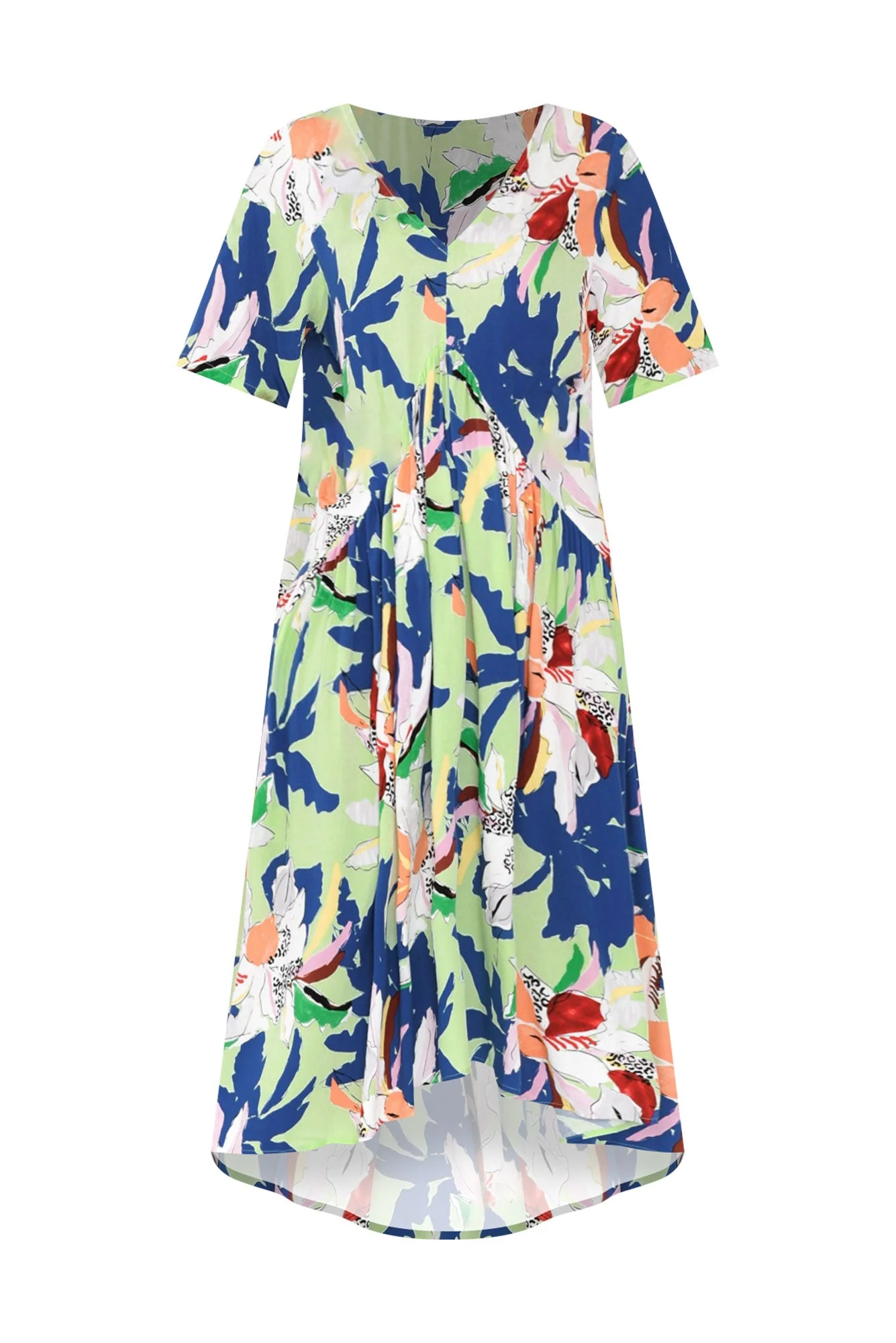 Blue Floral Peak Maxi Dress