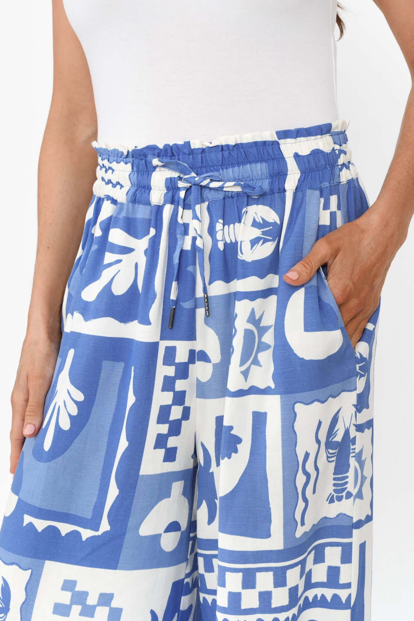 Holiday Blue Seaside Linen Blend Pants