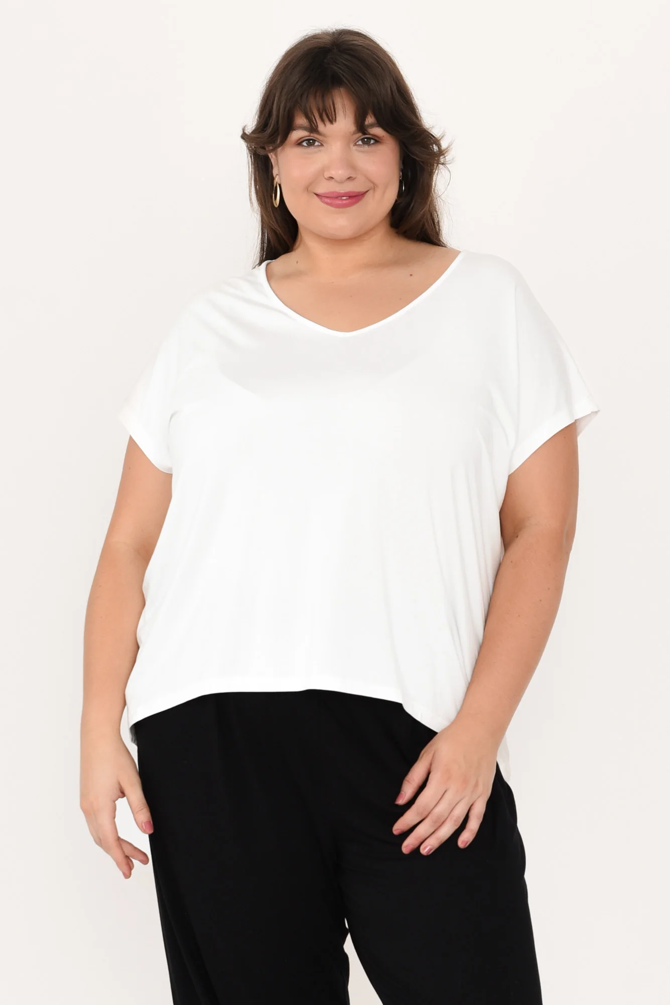 Jenner White V Neck Tee