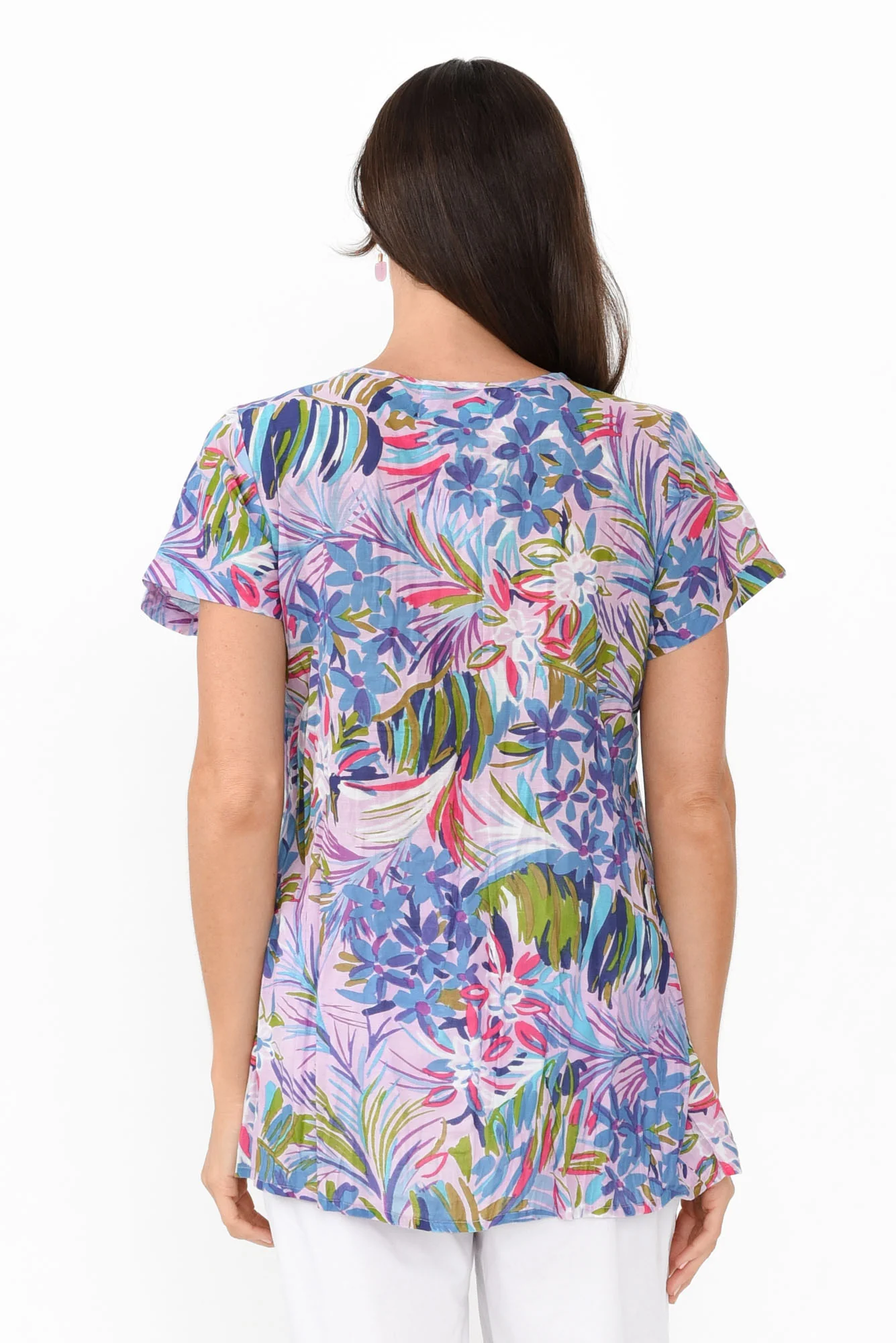 Fia Purple Floral Crinkle Cotton Top