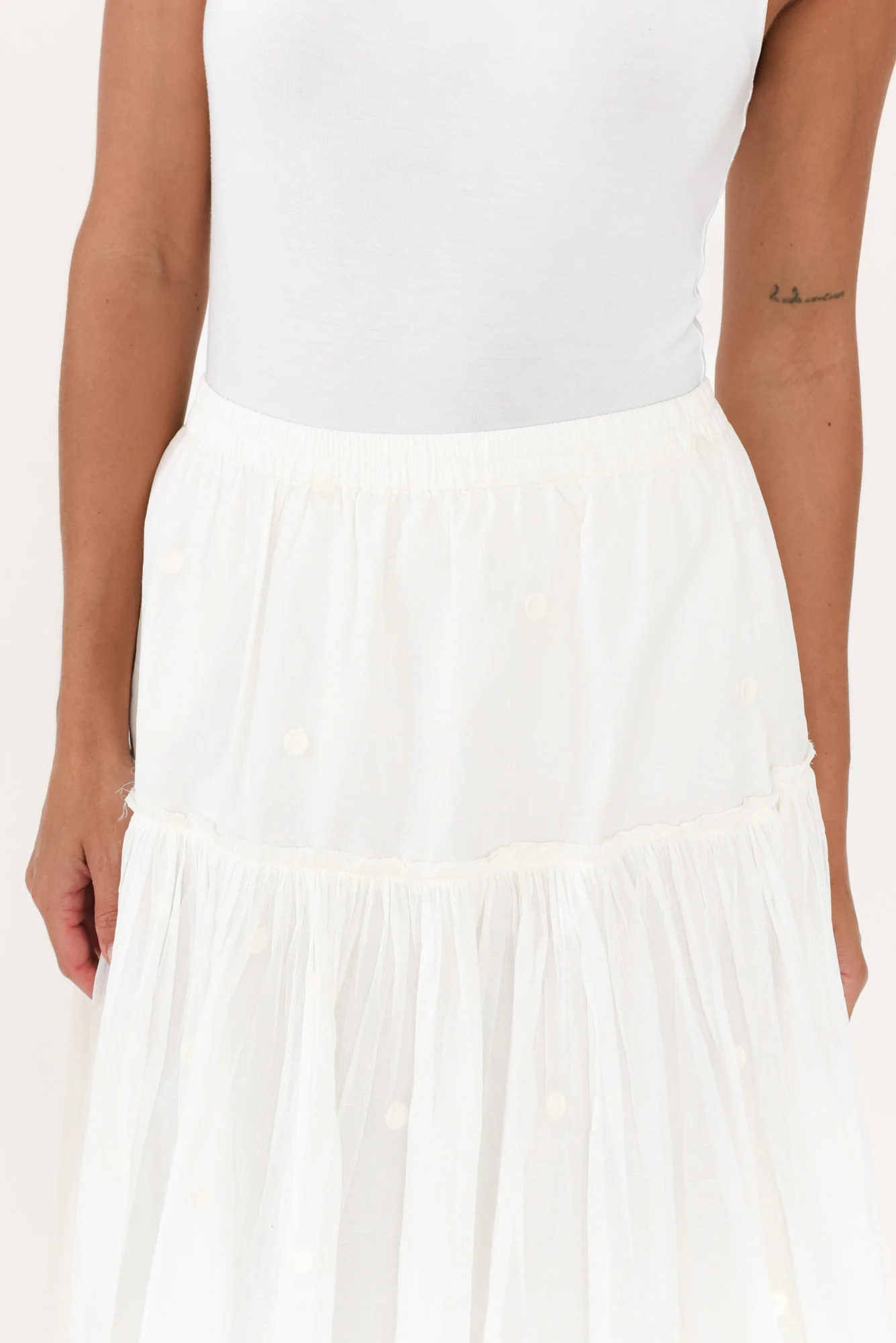 Banksia White Cotton Layered Skirt