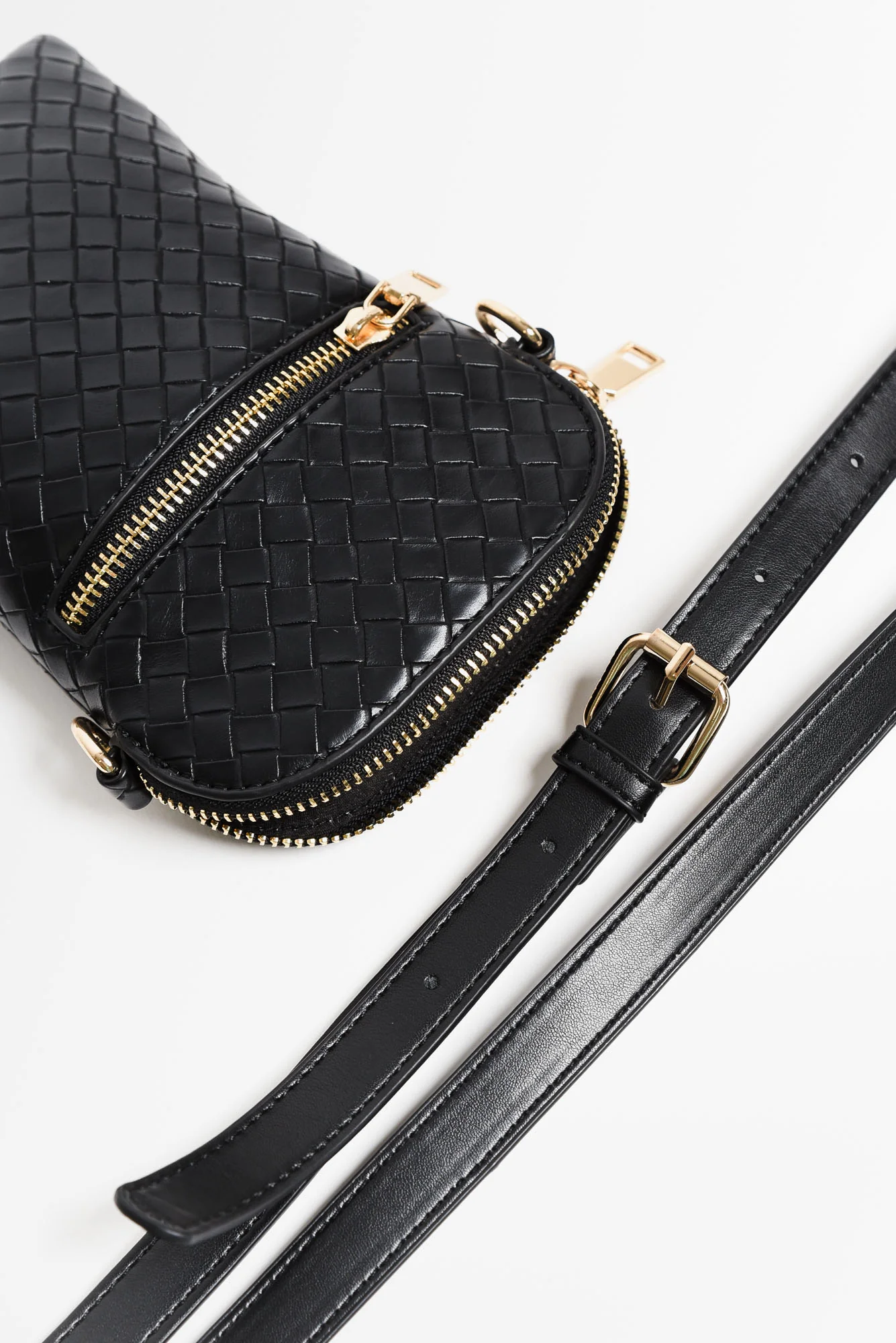 Jazz Black Woven Walker Crossbody Bag