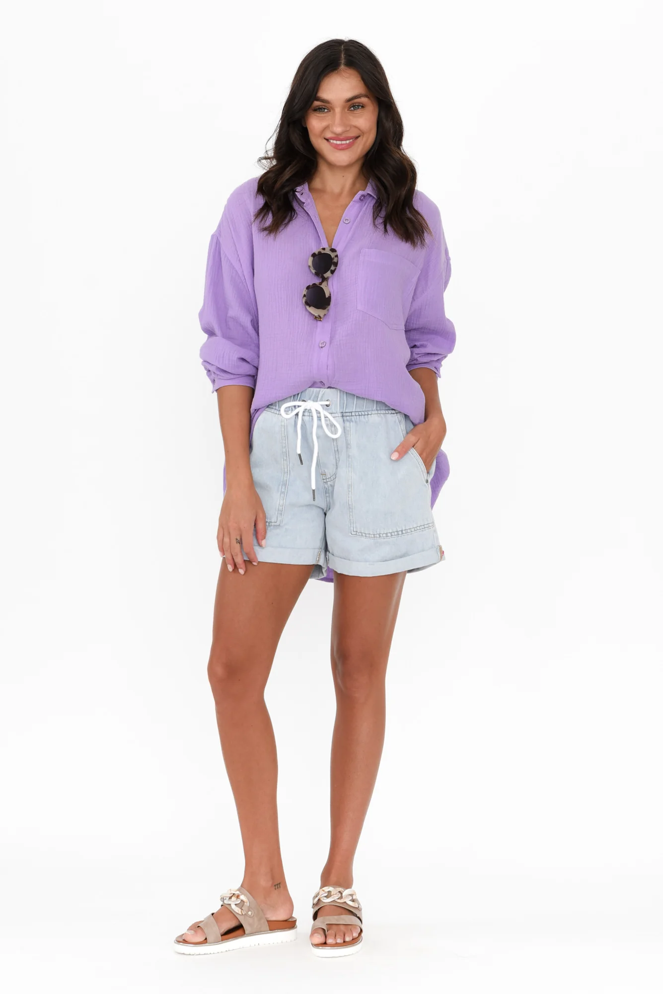 Emma Light Blue Denim Relaxed Shorts