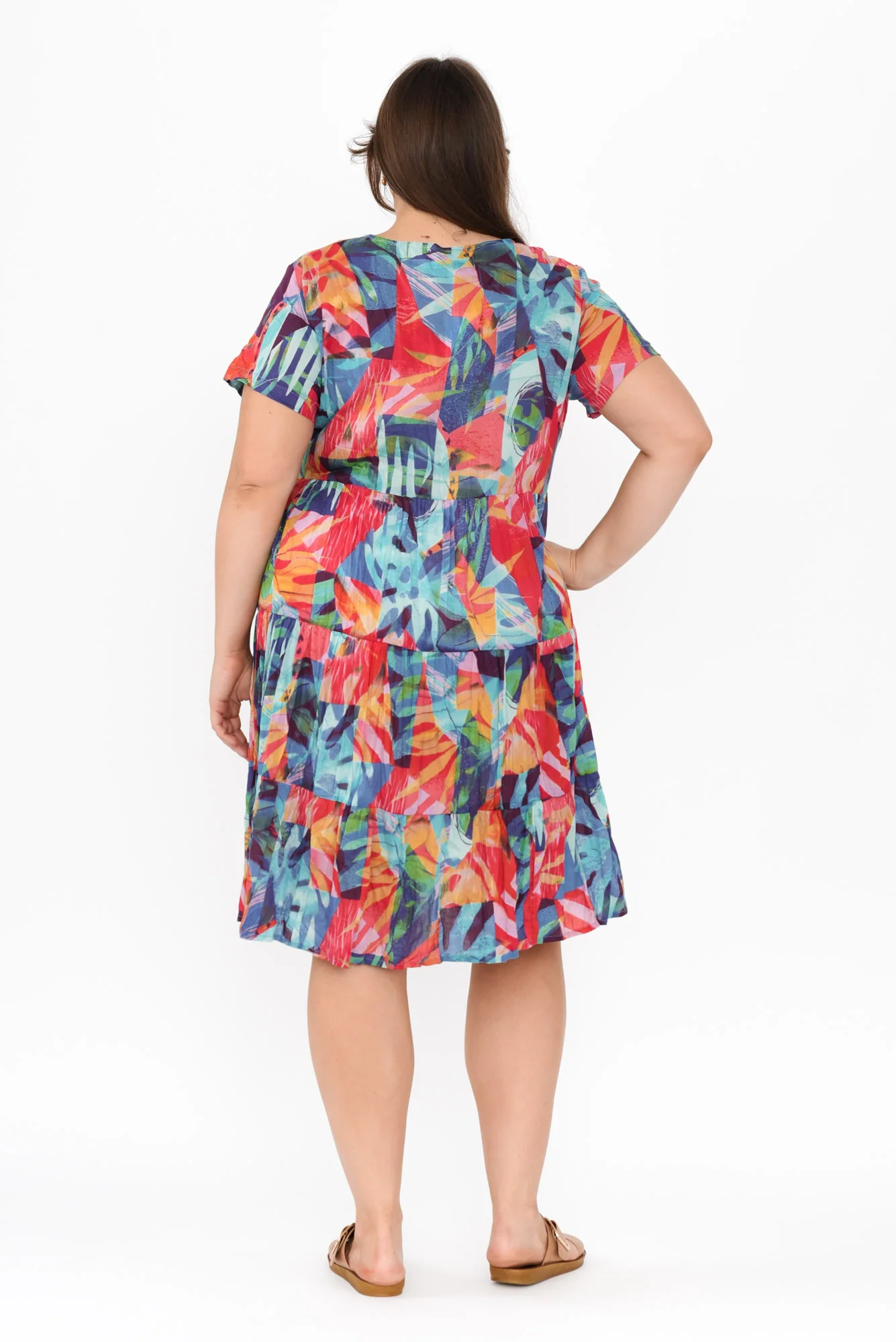 Lania Turquoise Garden Crinkle Cotton Dress