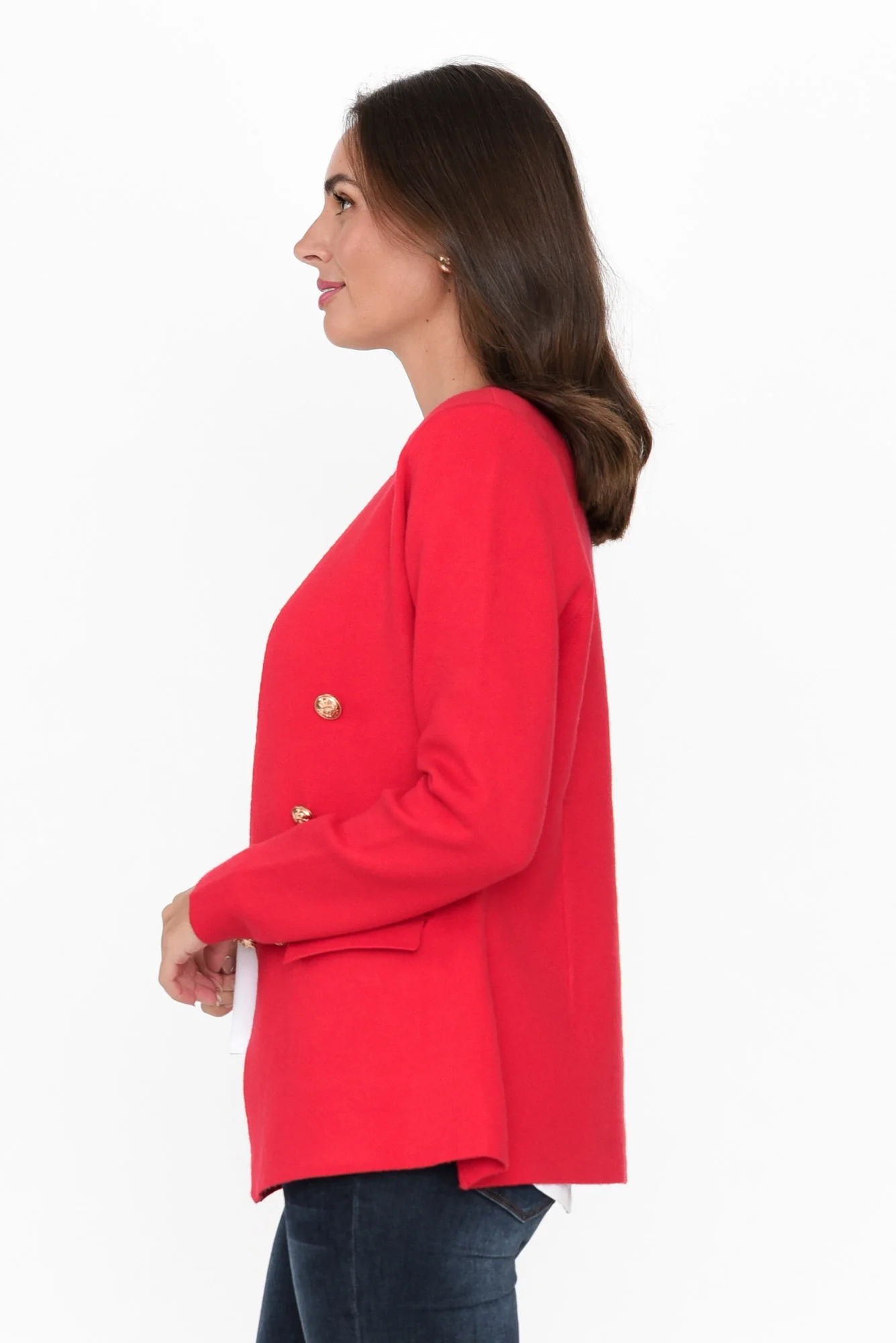 Beverly Red Knit Blazer Cardigan