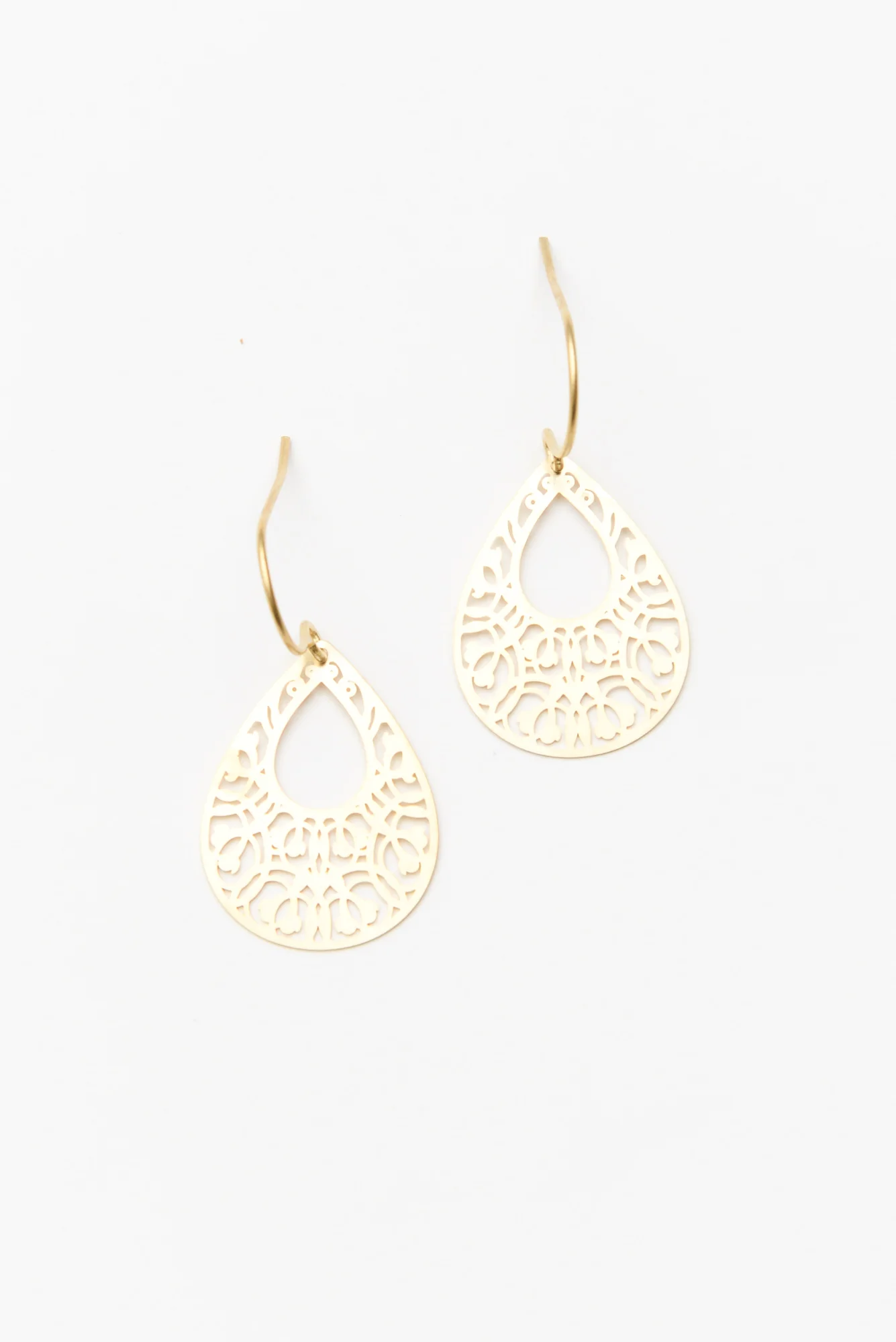Gold Mini Filigree Teardrop Earrings