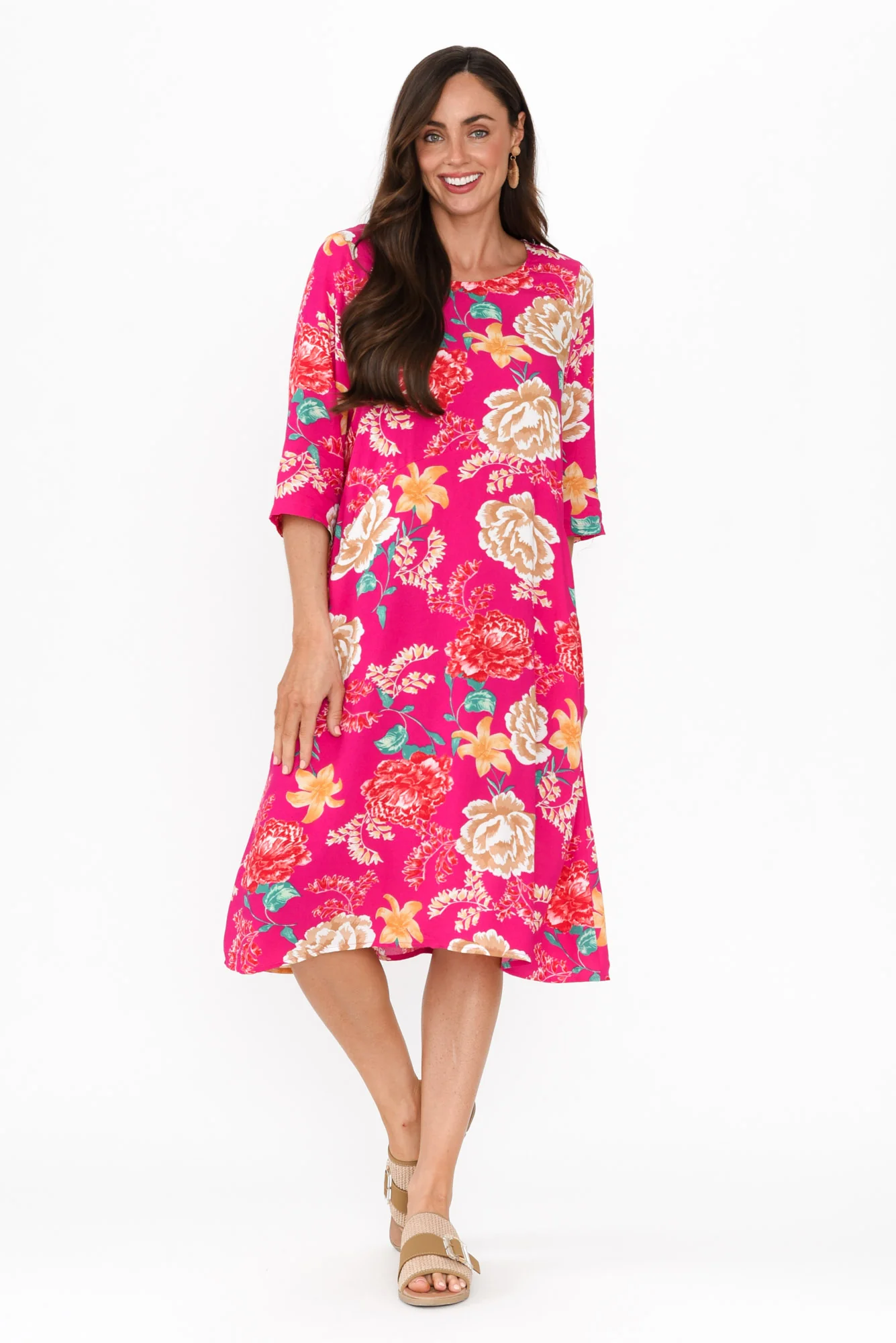 Jordana Pink Floral Pocket Dress