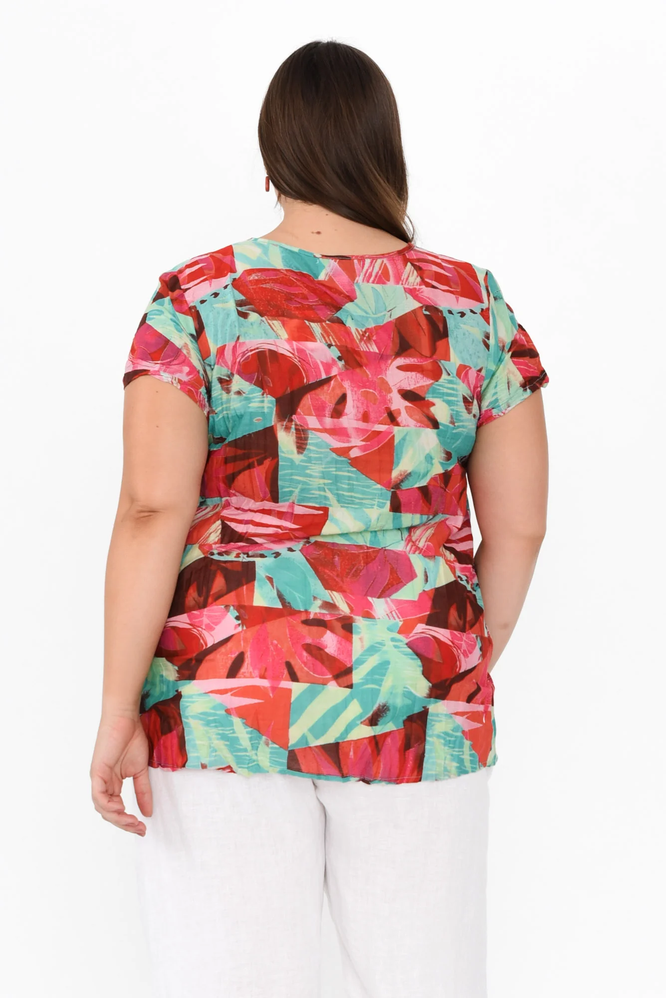 Fia Aqua Leaf Crinkle Cotton Top