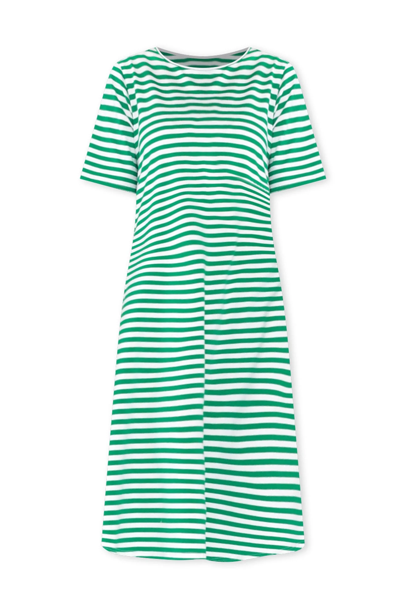 Bronte Green Stripe Cotton Tee Dress