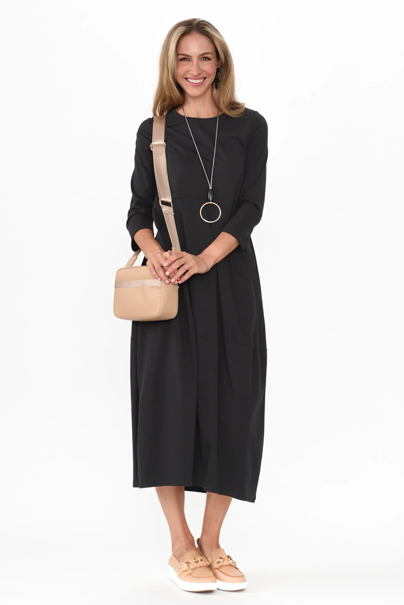 Marlyn Black Cotton Blend Balloon Dress