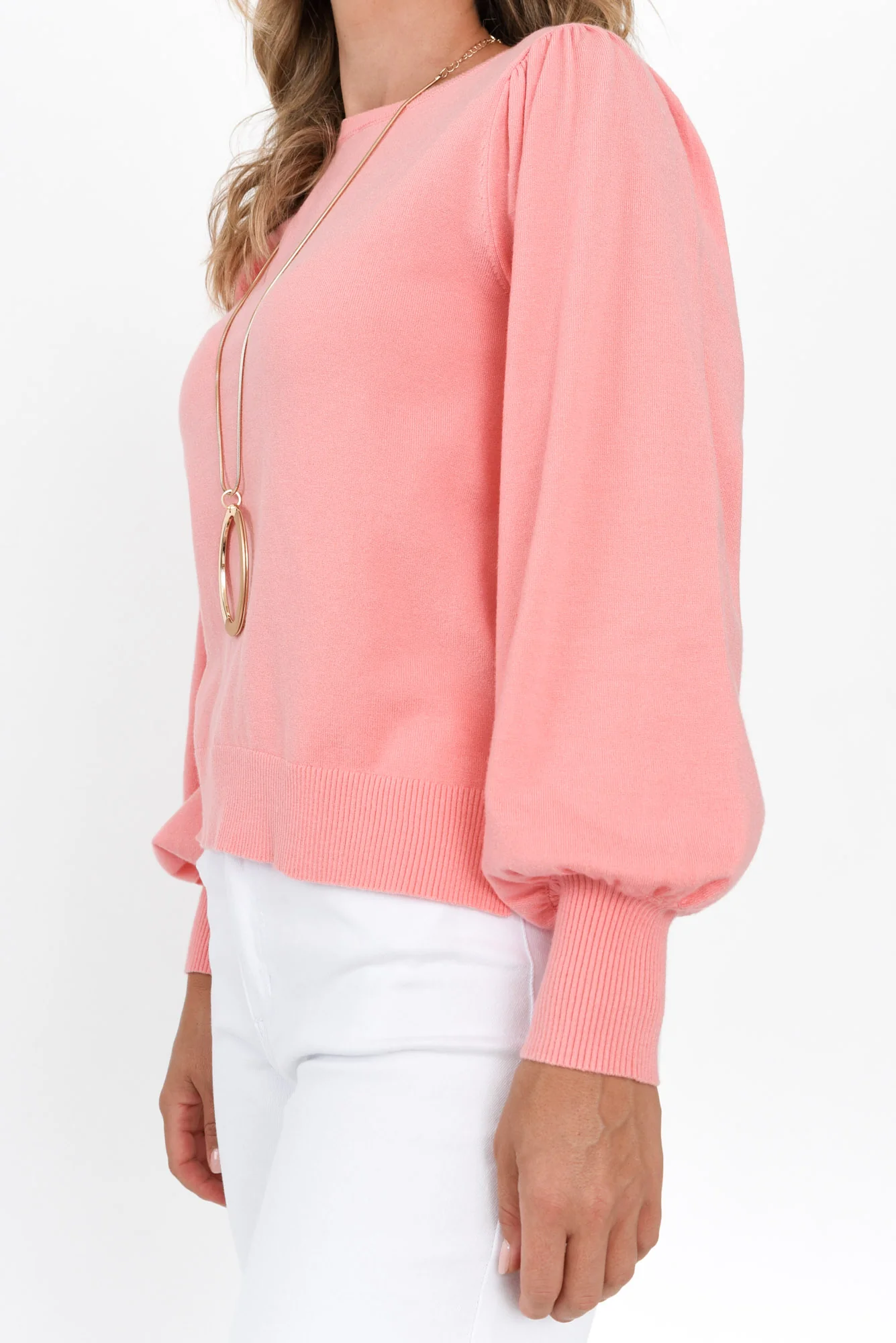 Charlotte Peach Cuffed Knit Jumper