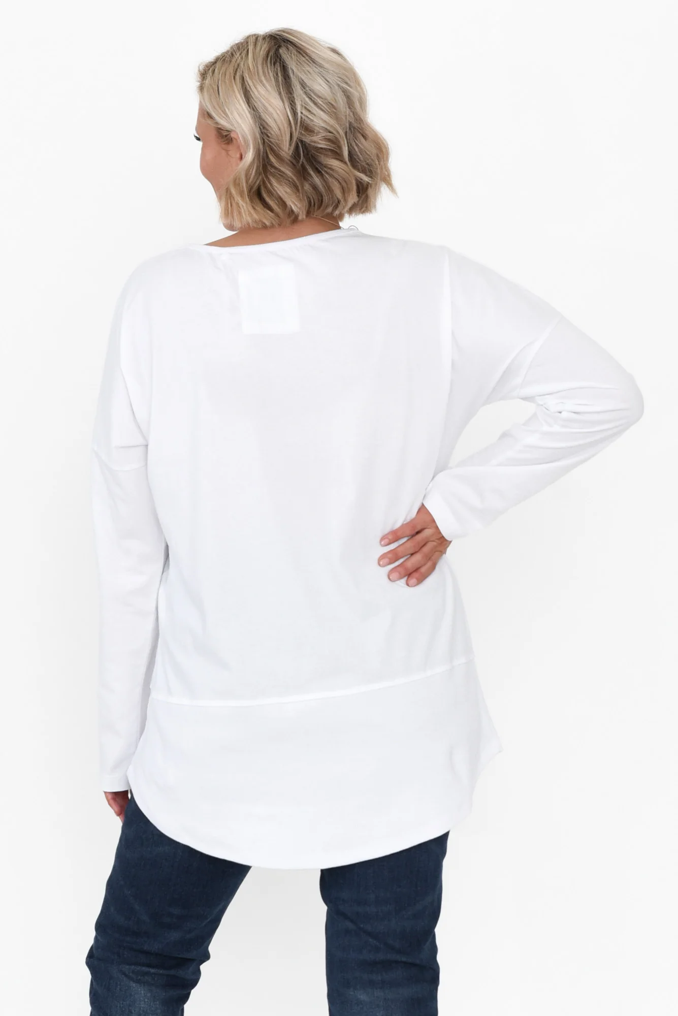 Fundamental White Cotton Rib Sleeved Top