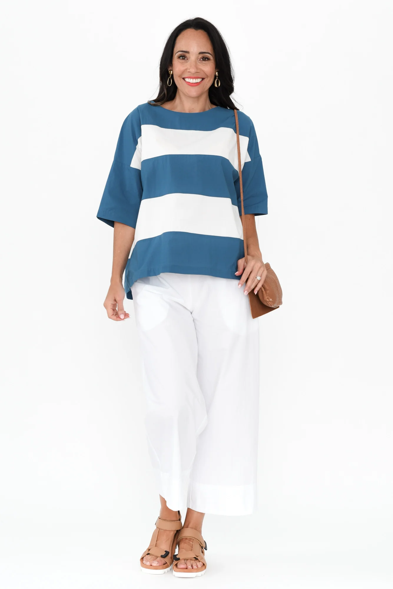 Balos Blue Stripe Cotton Poplin Top