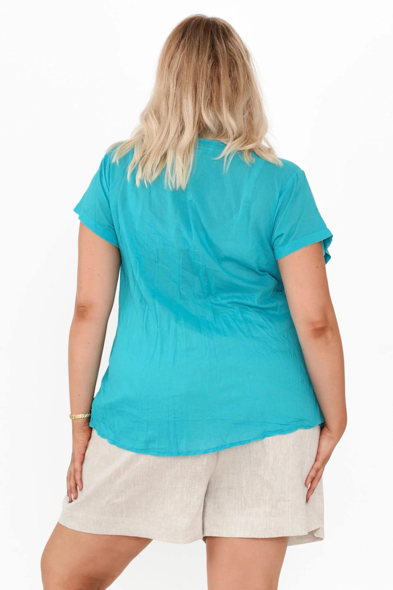 Fia Sky Blue Crinkle Cotton Top