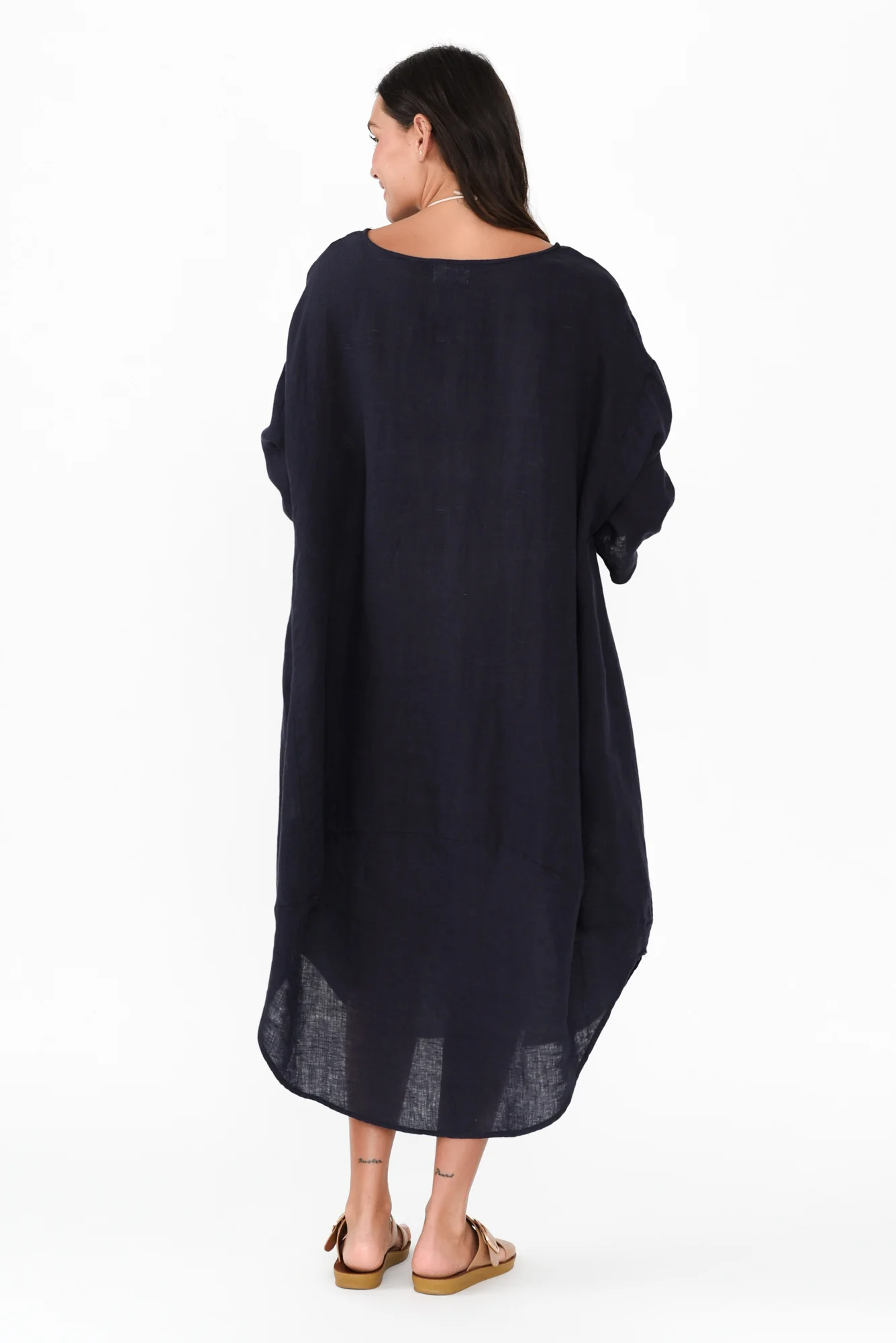 Kana Navy Linen Dress