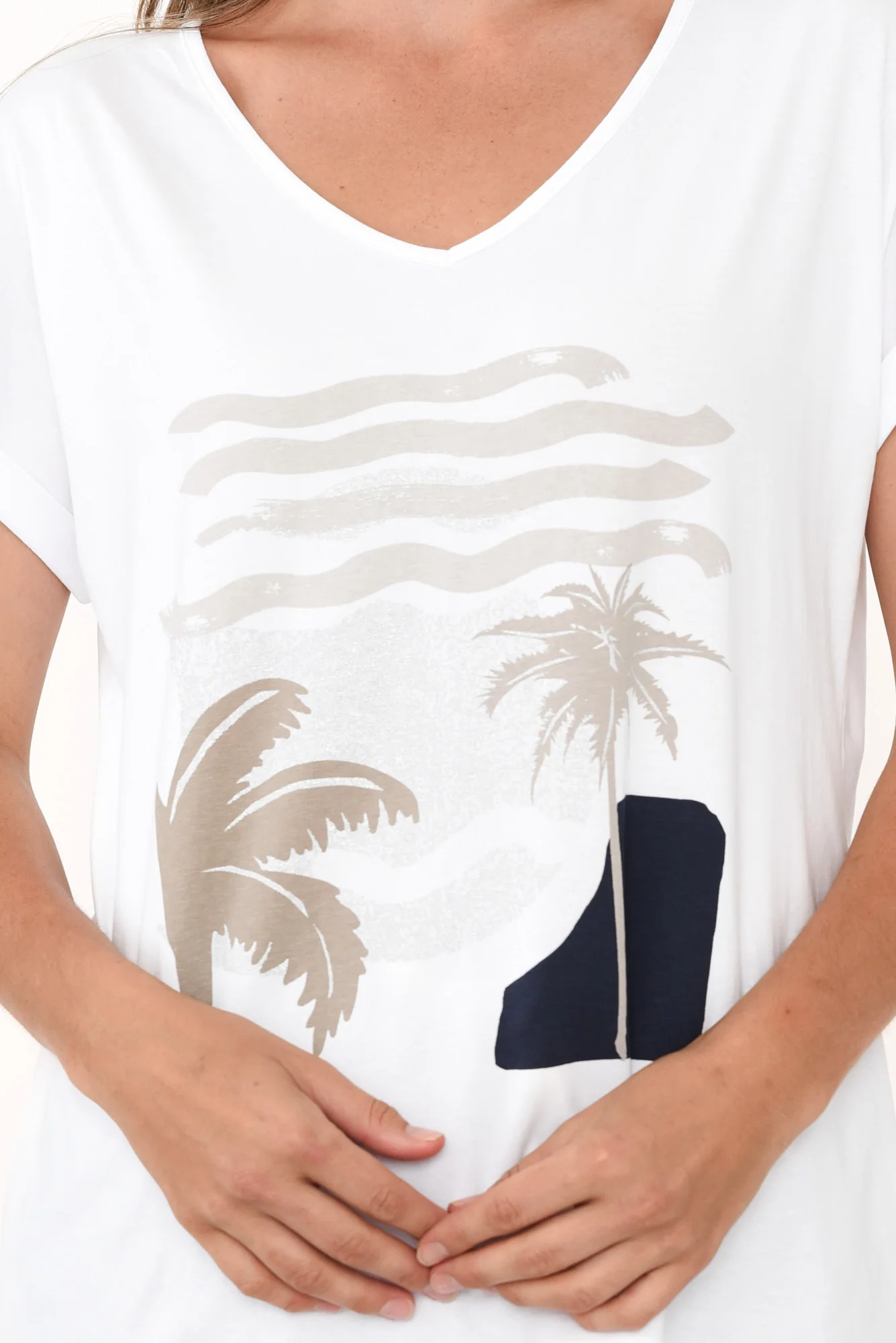 Hollie White Palm Cotton Tee