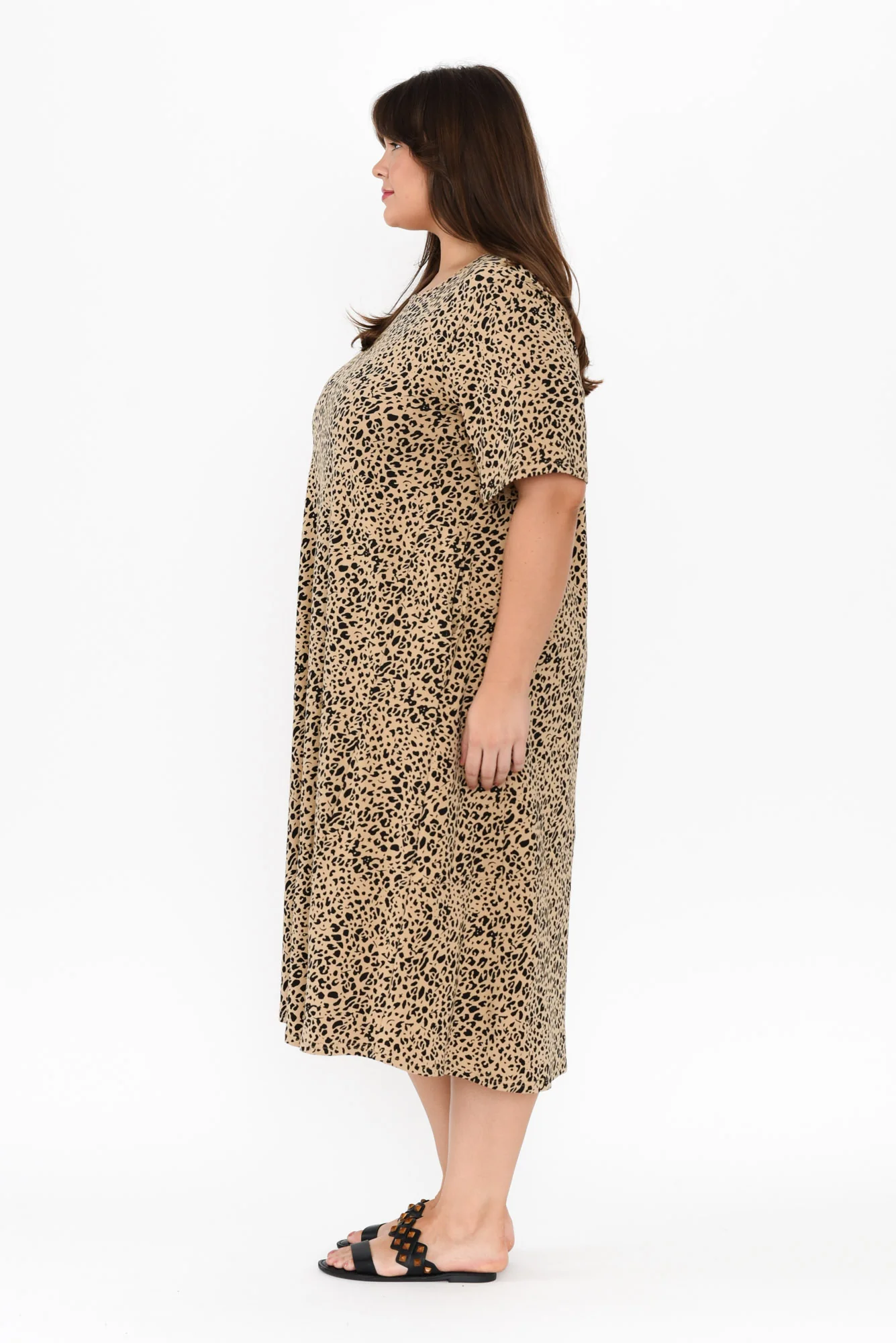 Bronte Brown Leopard Cotton Tee Dress