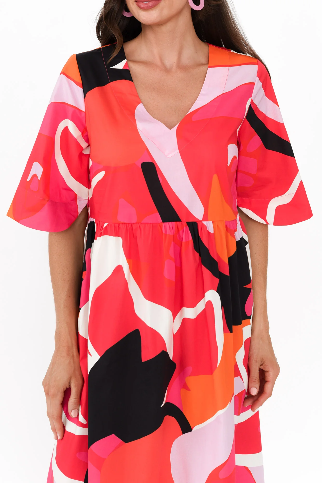 Brightside Pink Abstract Cotton Dress