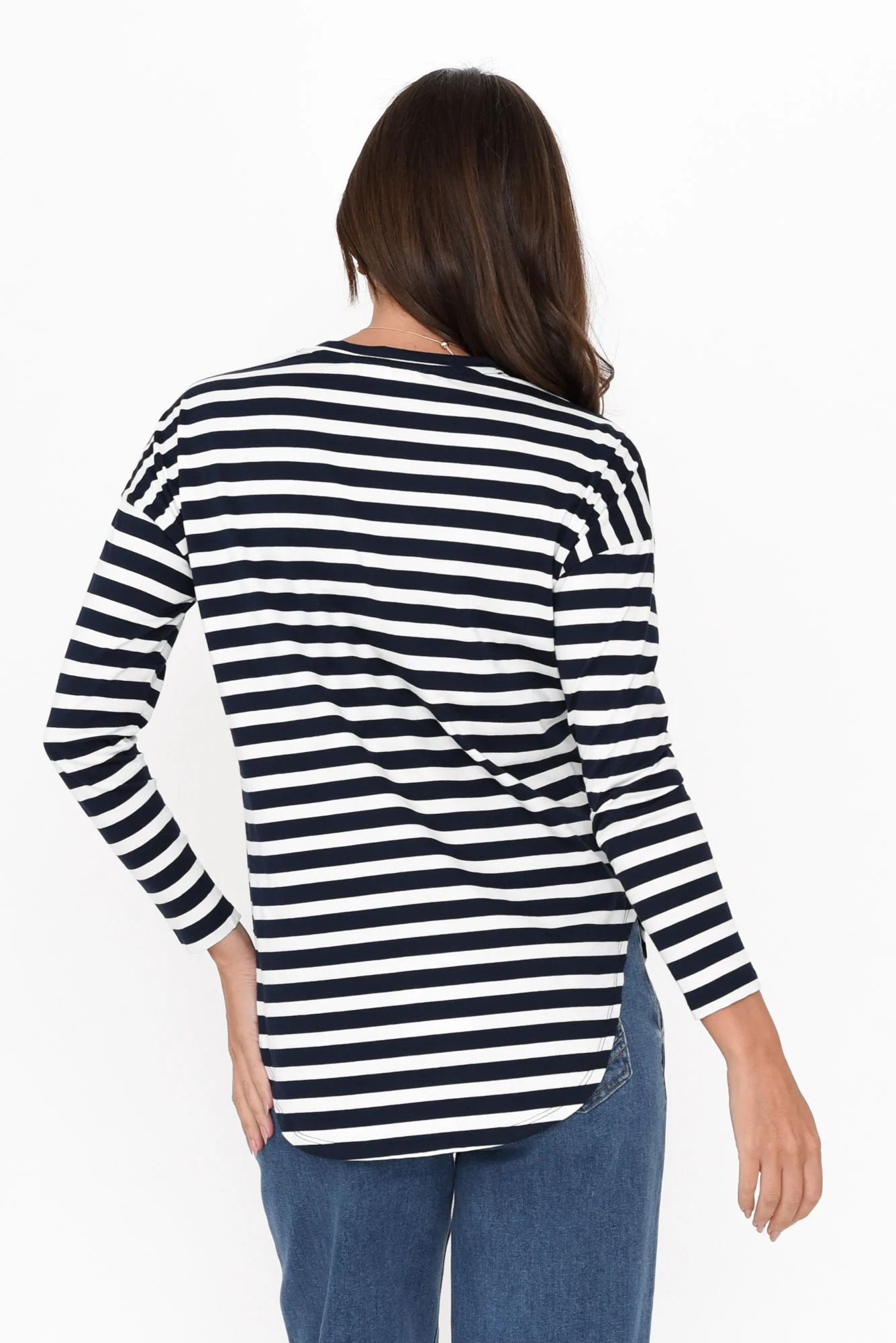 Jessie Blue Stripe Cotton Hi Lo Top