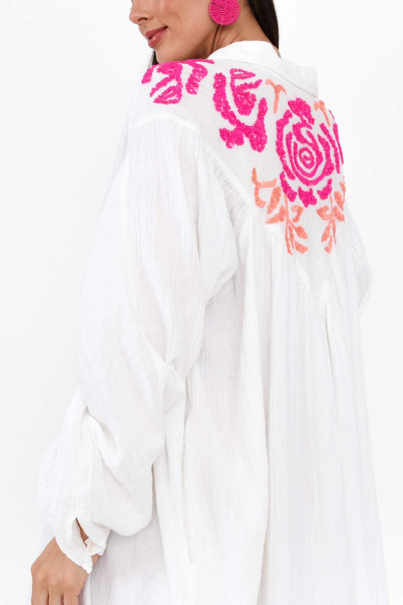 Manisha White Sequin Cotton Dress