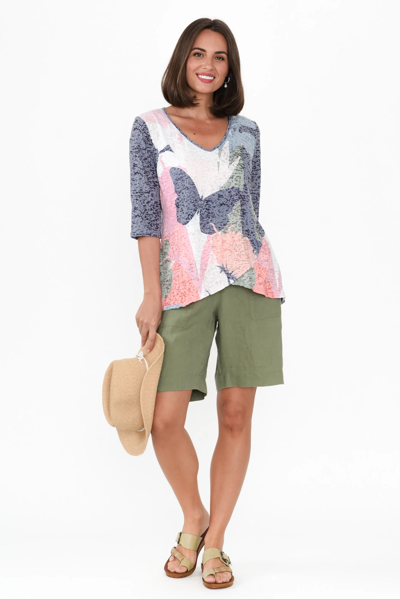 Aster Khaki Linen Shorts