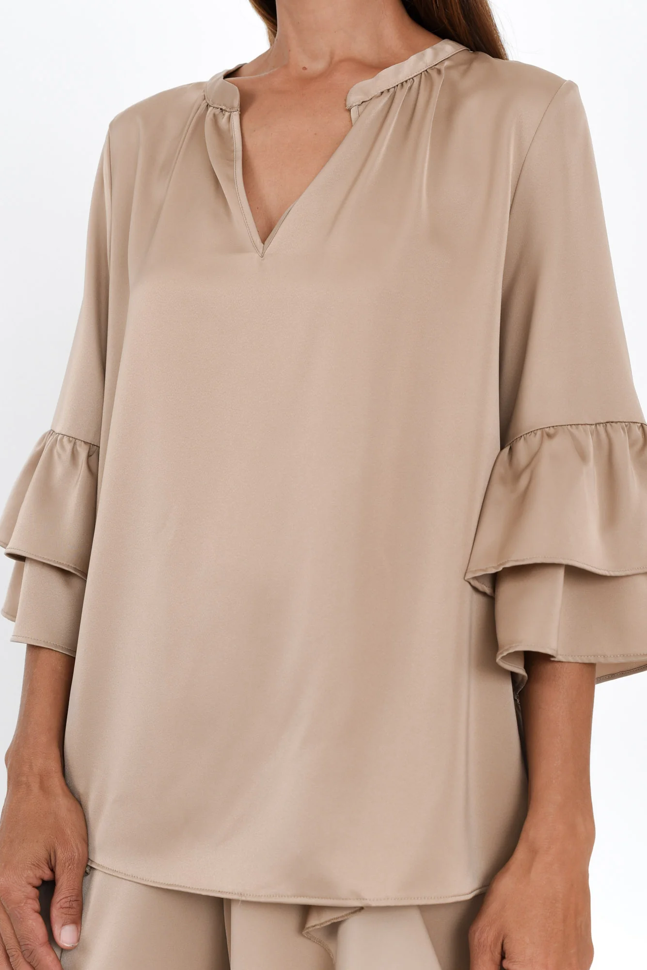 Dancer Taupe Frill Top