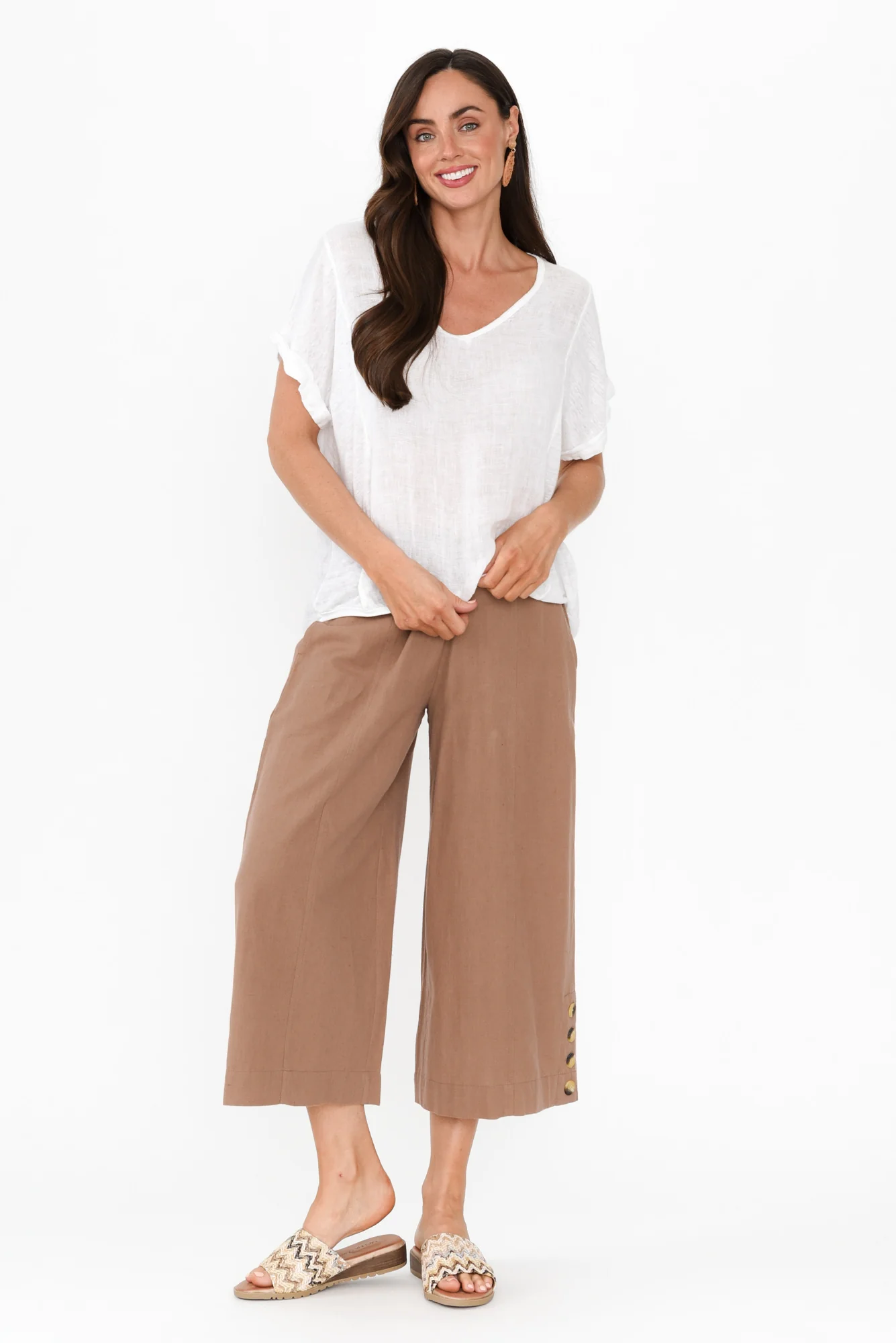 Kishan Mocha Cotton Blend Pants