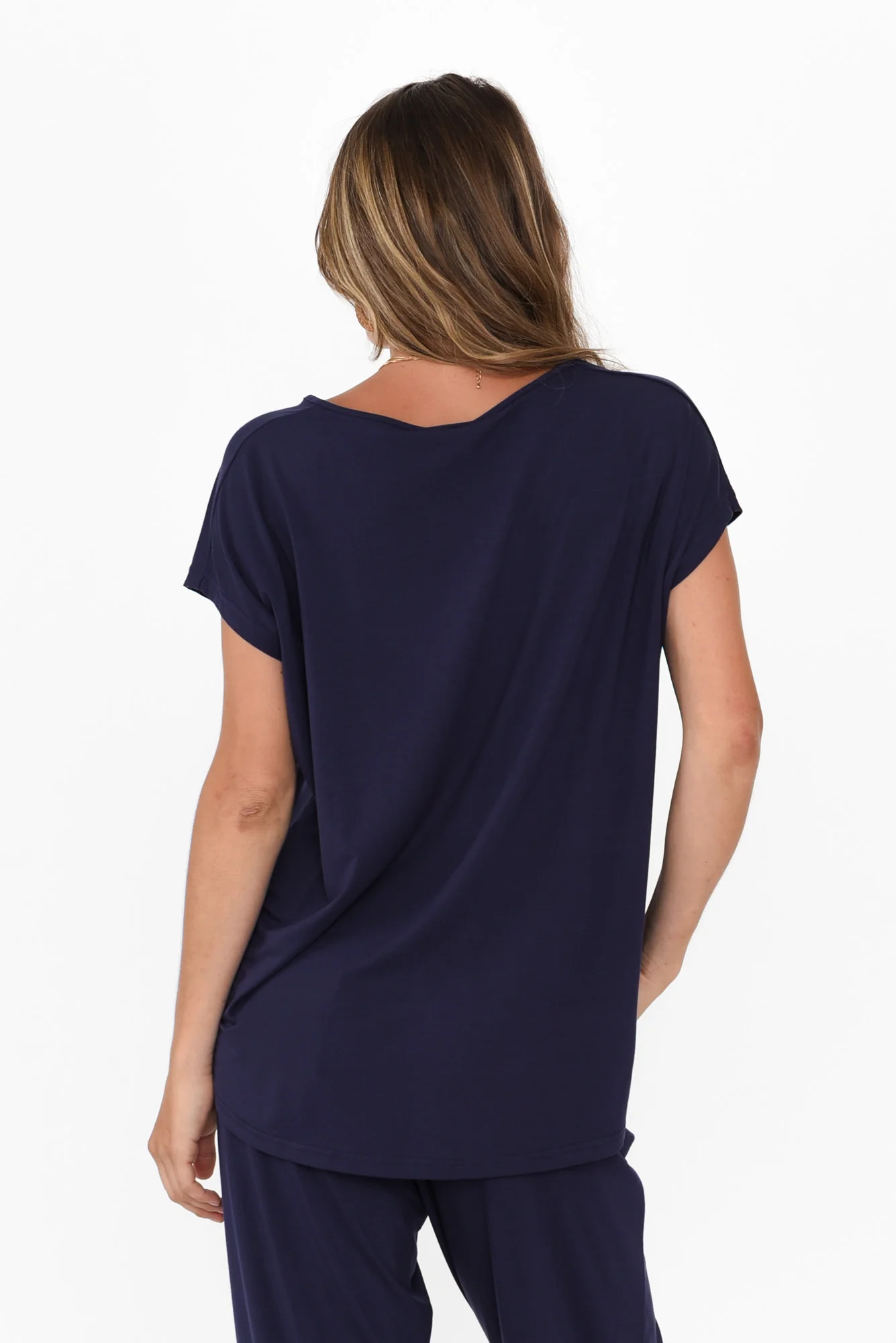 Jenner Navy V Neck Tee