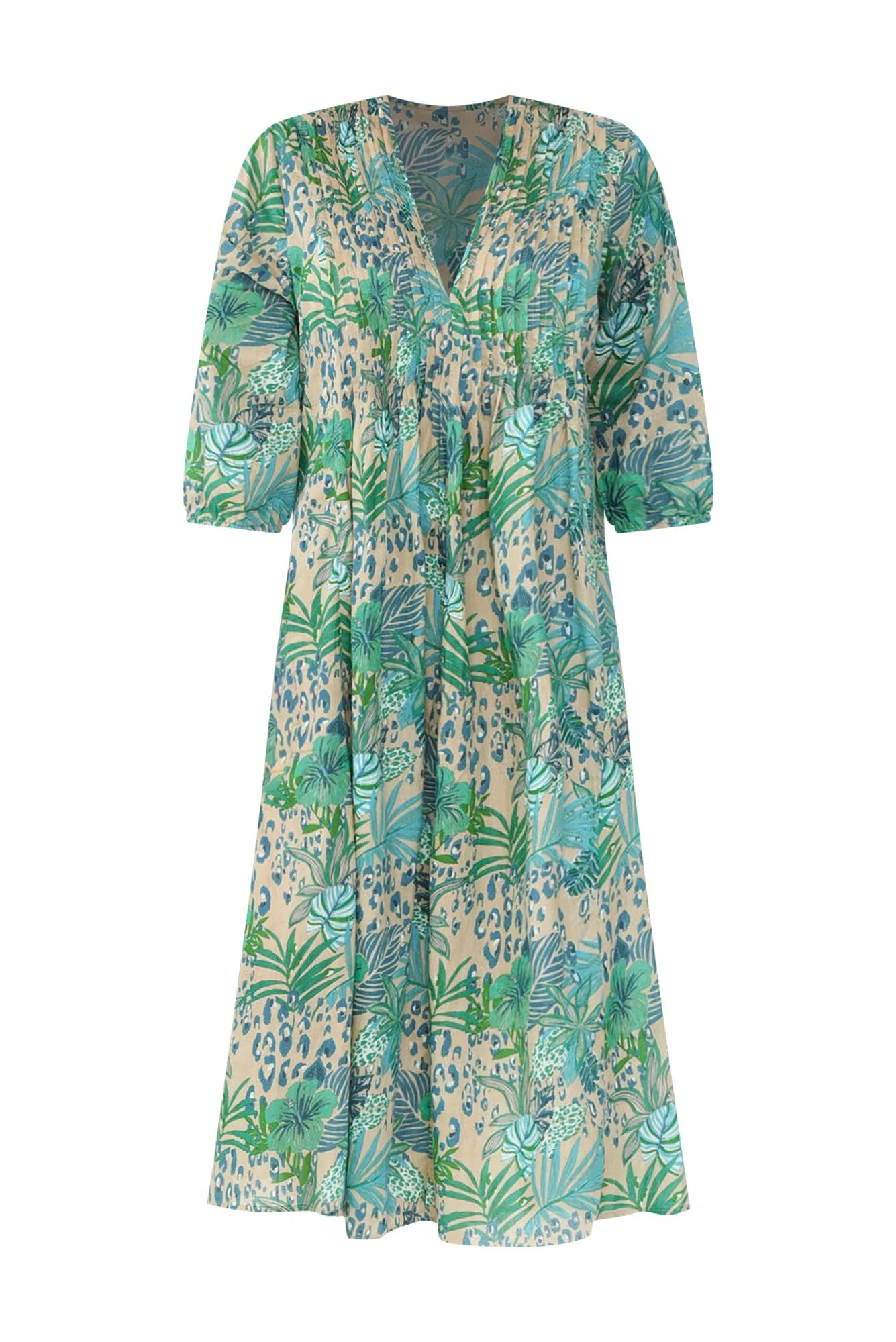 Fria Blue Jungle Cotton Dress