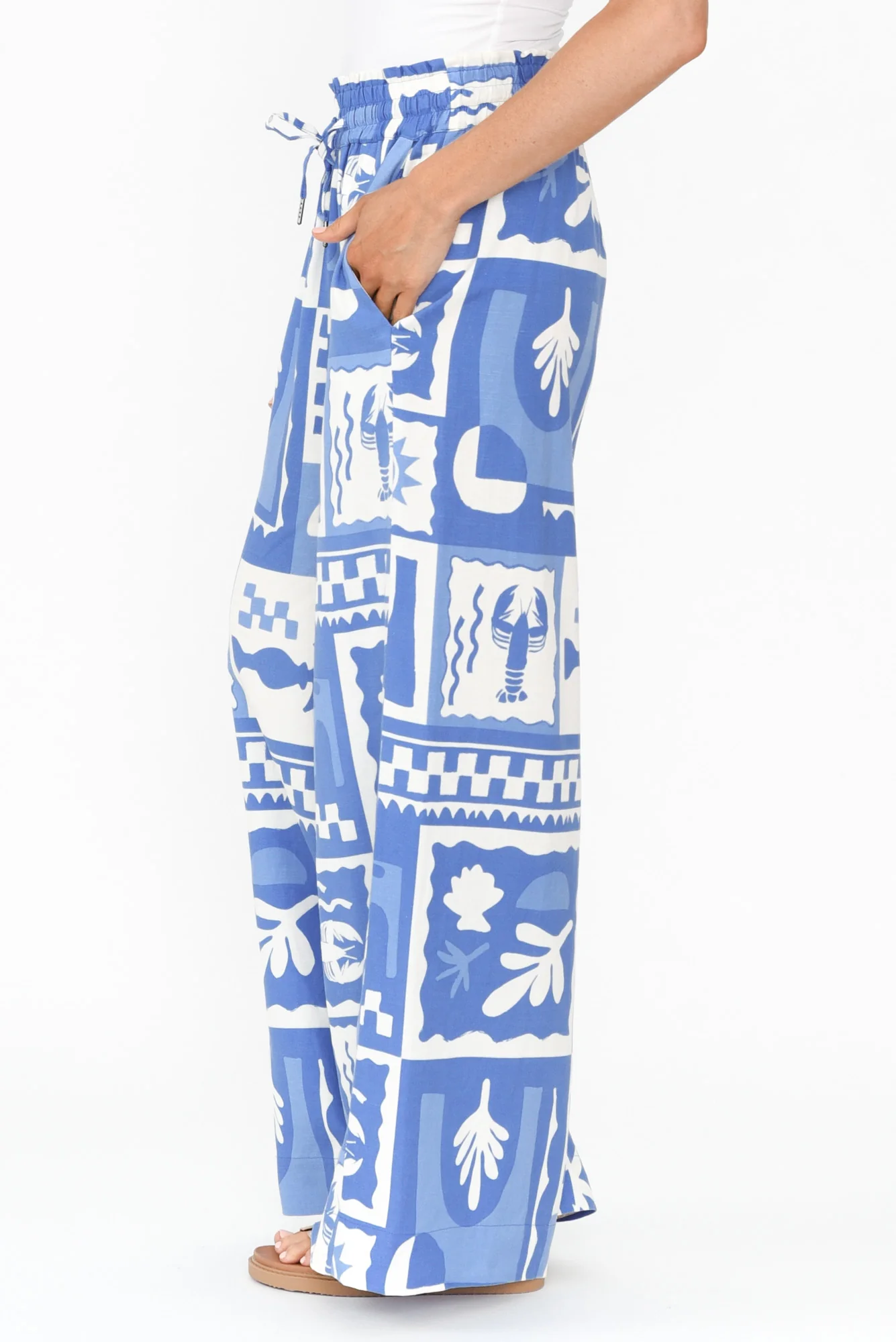 Holiday Blue Seaside Linen Blend Pants