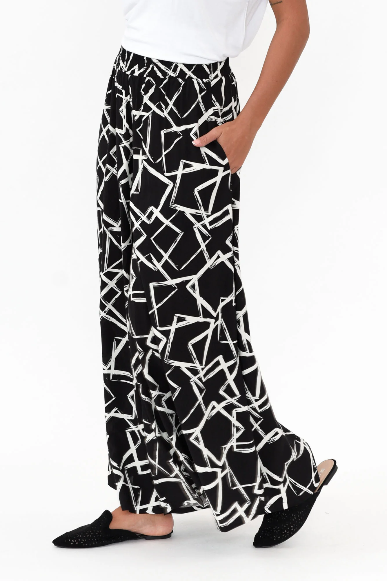 Baker Black Geo Wide Leg Pants