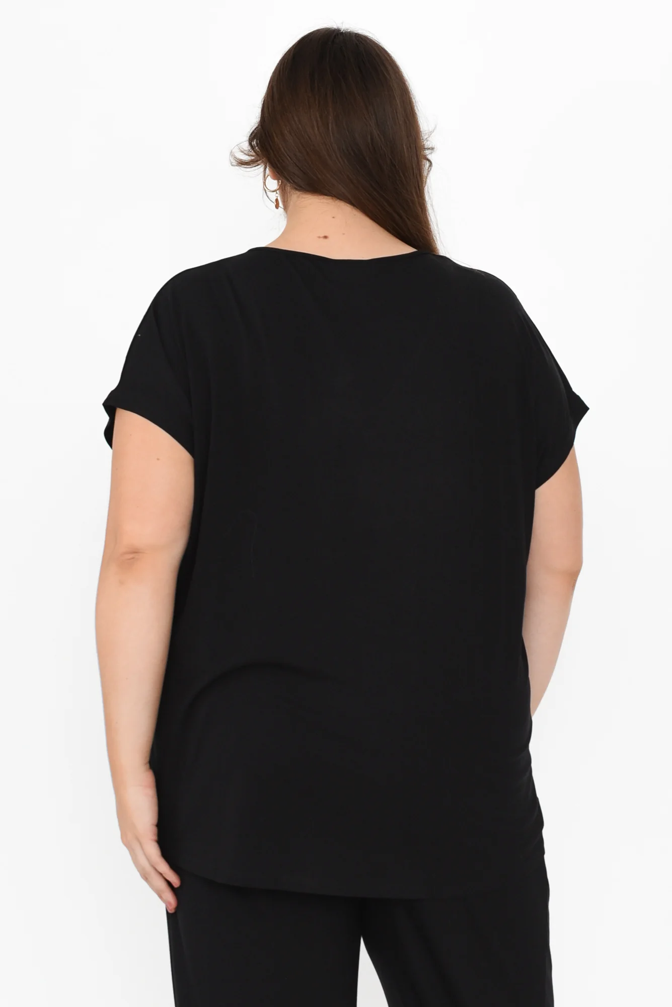 Jenner Black V Neck Tee