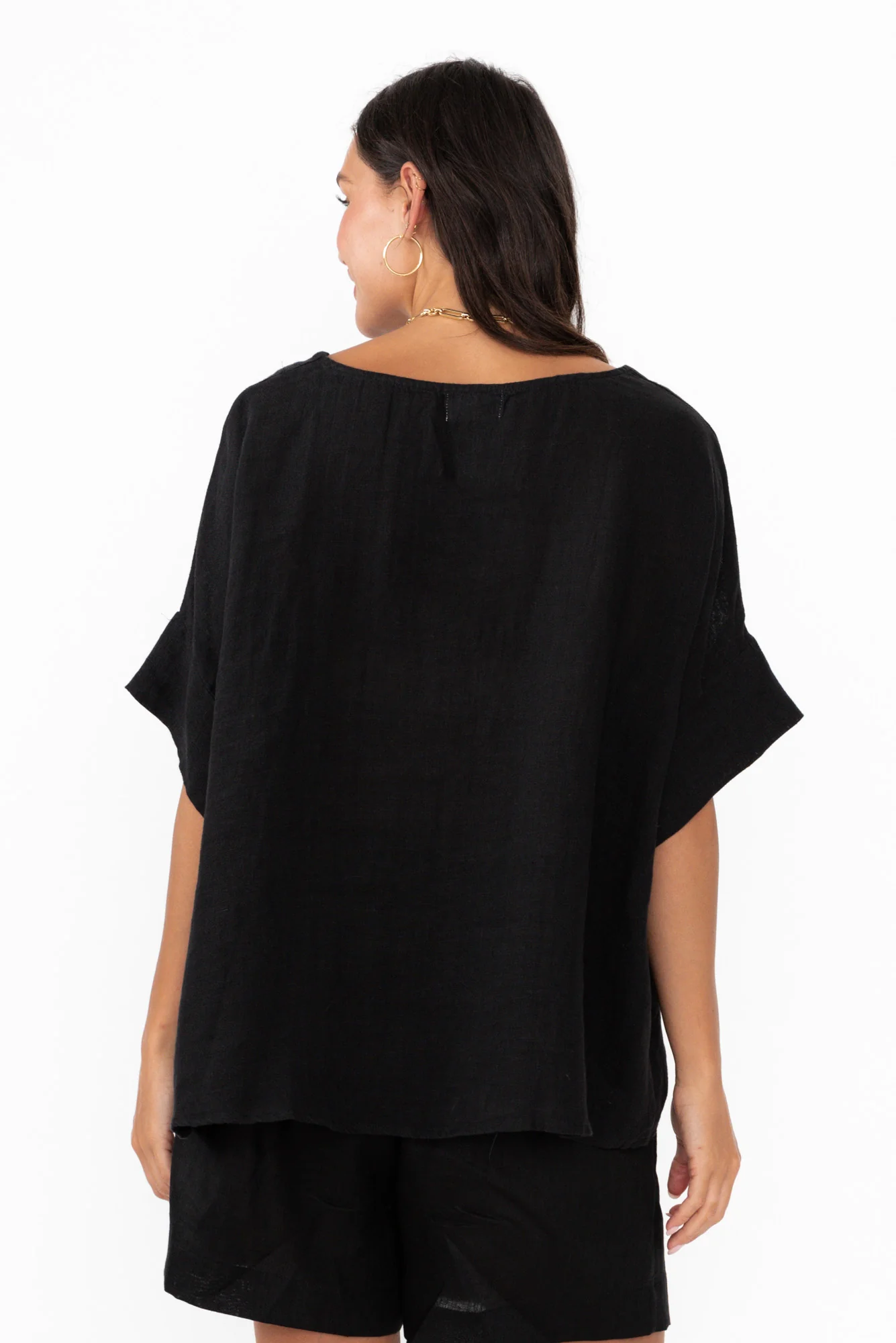 Kiro Black Linen Top