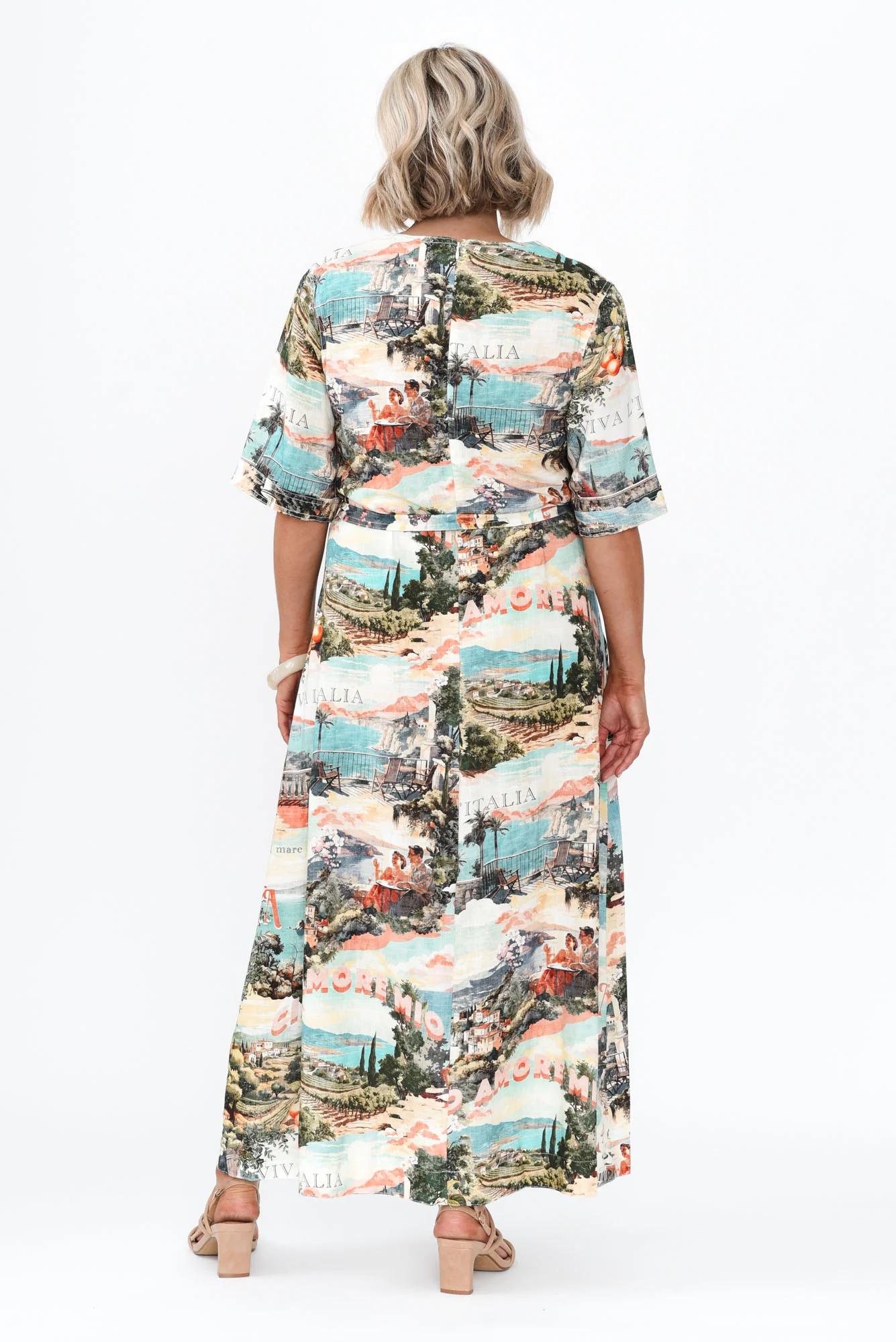 Inara Blue Island Linen Blend Dress