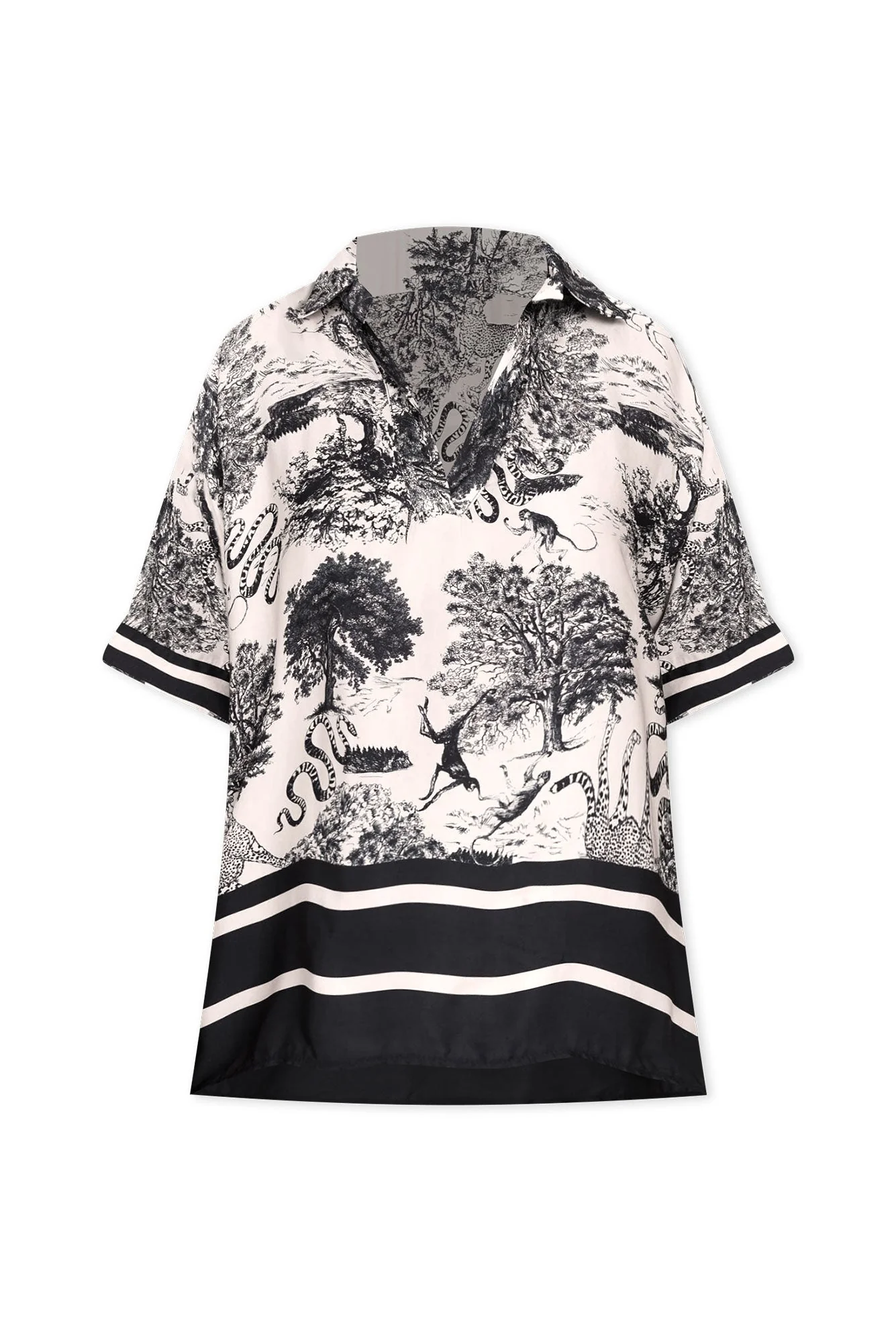 Cosima Black Garden Silk Blend Top