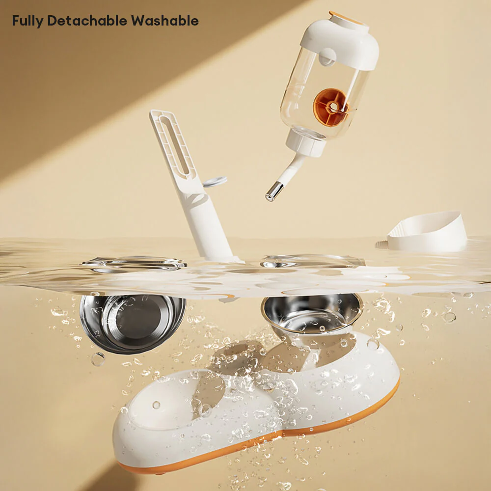 Pet Feeding Bowl Station Food Dispenser With Automatic Water