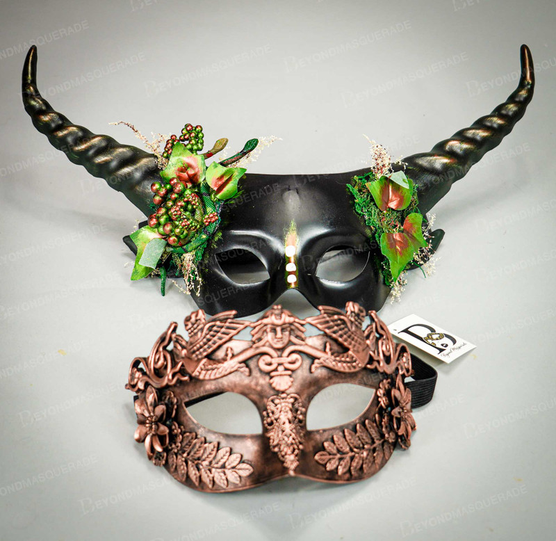 Halloween Costume Masquerade Masks for Couples Masquerade Copper Fairy Black