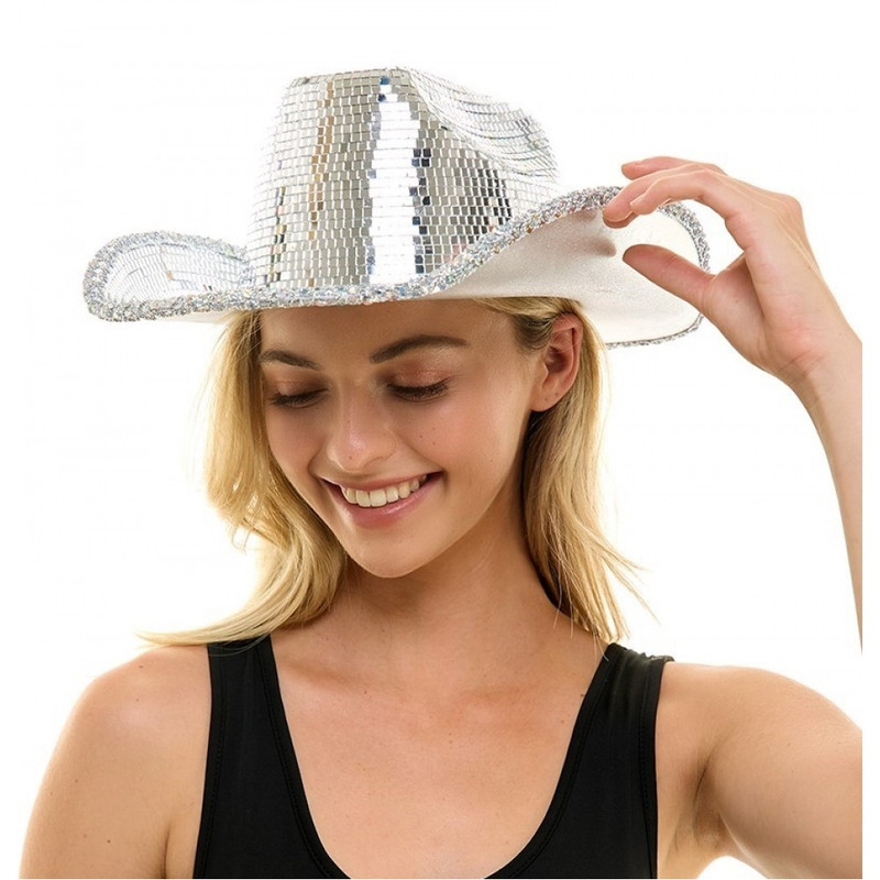 Disco Cowboy Hat Mirror Hat Cowgirl Costume Bling Bling Hat Rave Festival Cosplay